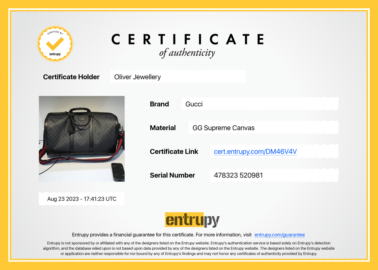 Gucci Black GG Supreme Canvas Cary-On Duffle Bag