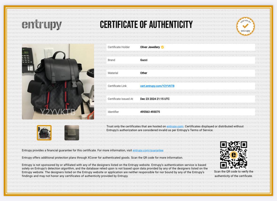 Gucci Black GG Supreme Double Buckle Backpack