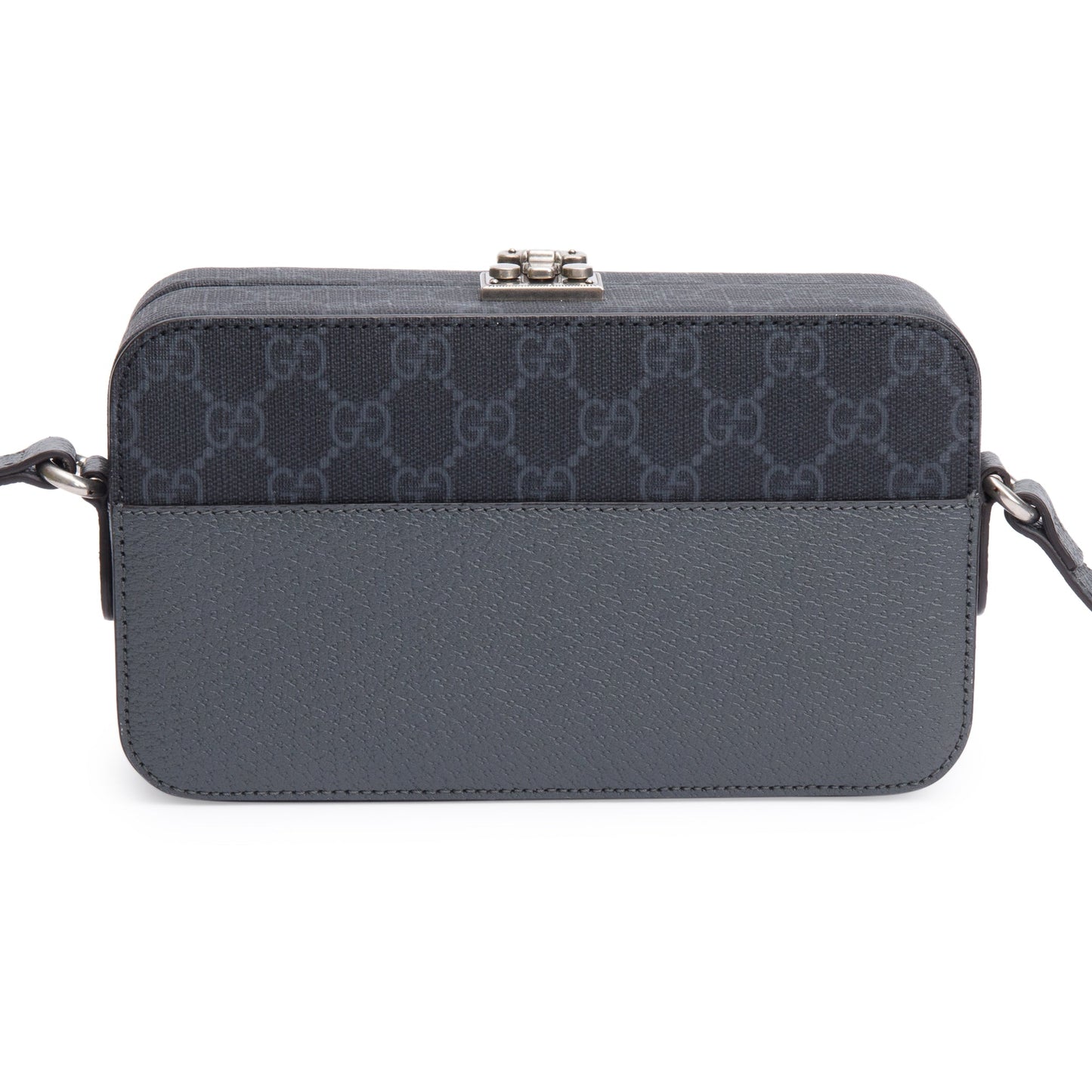 Gucci Black GG Supreme Grey Dollar Textured Leather Mini New Basket Crossbody Bag