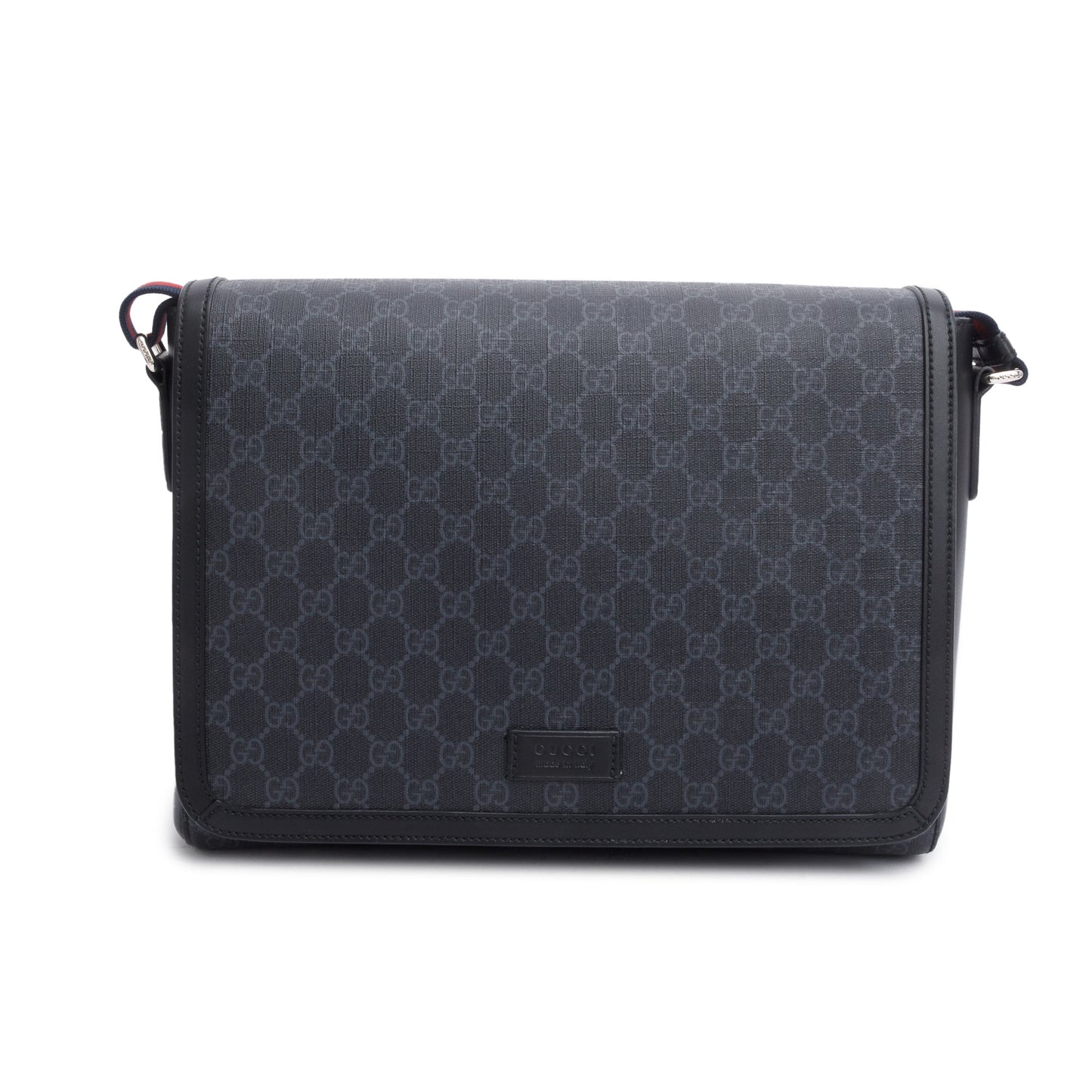 Gucci Black GG Supreme Messenger Flap Bag
