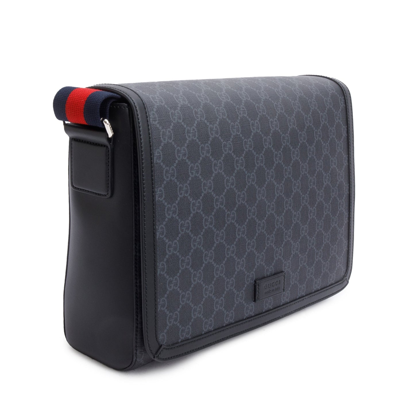 Gucci Black GG Supreme Messenger Flap Bag
