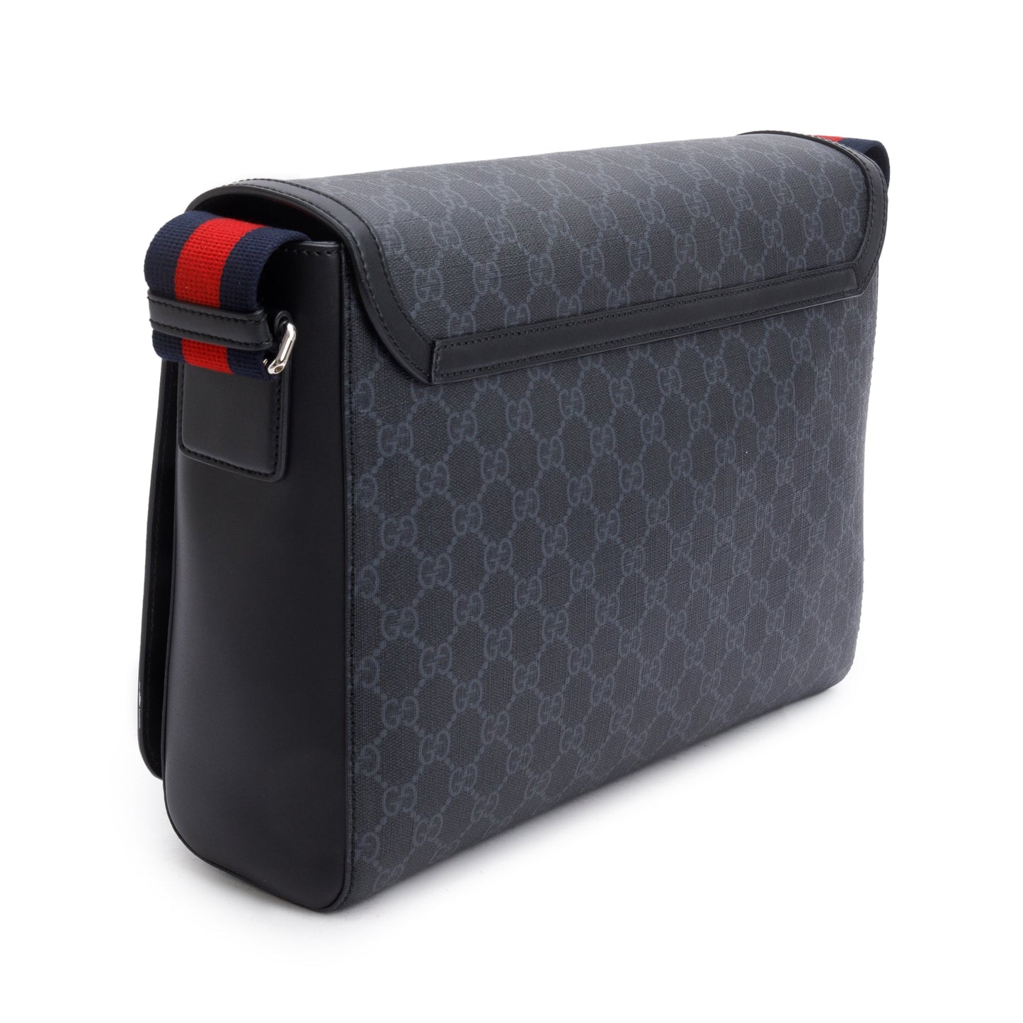 Gucci Black GG Supreme Messenger Flap Bag