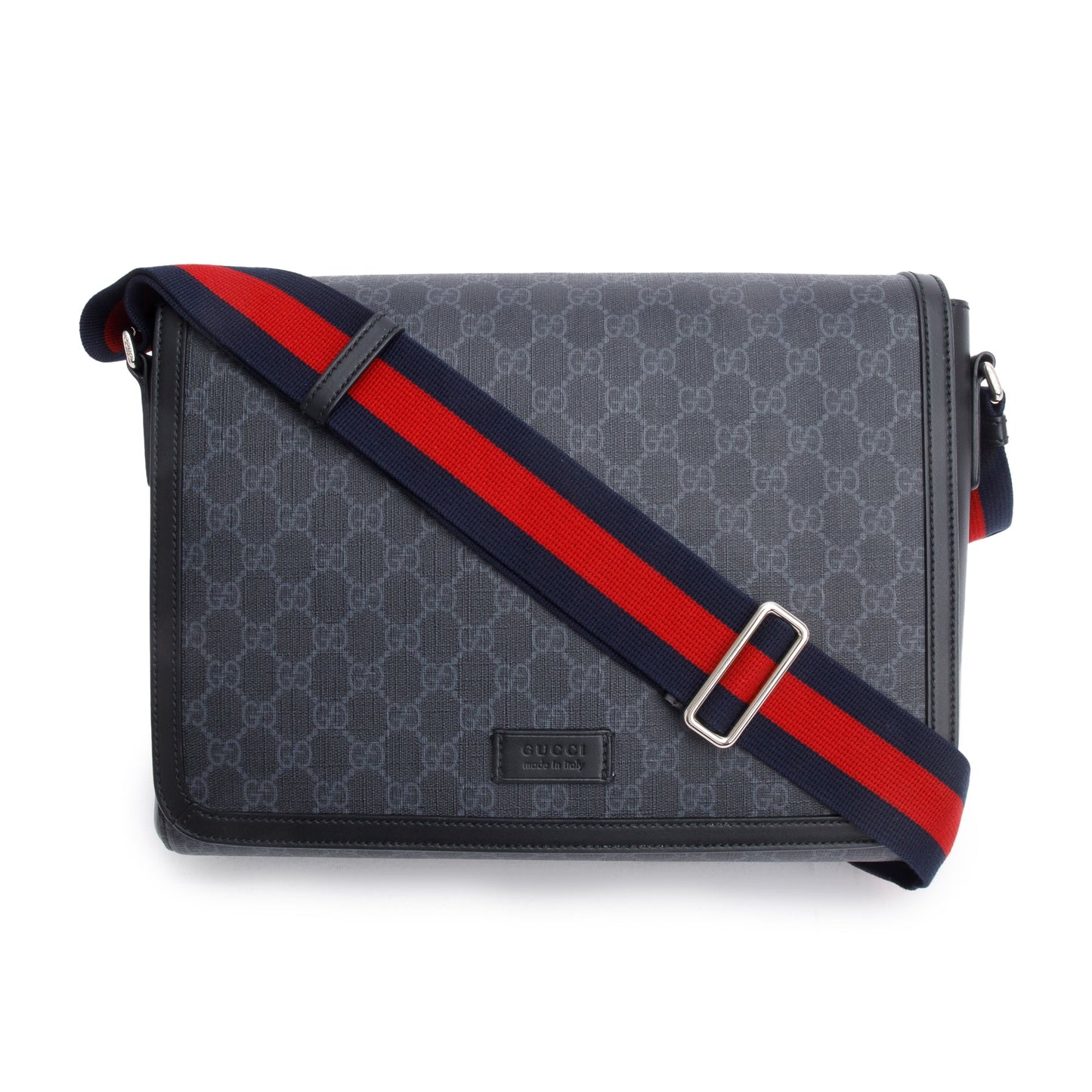Gucci Black GG Supreme Messenger Flap Bag