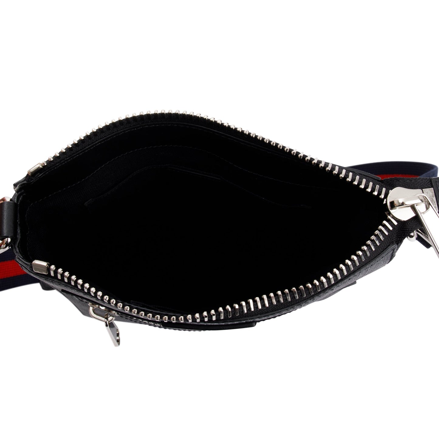 Gucci Black GG Supreme Monogram Web Flat Small Messenger Bag