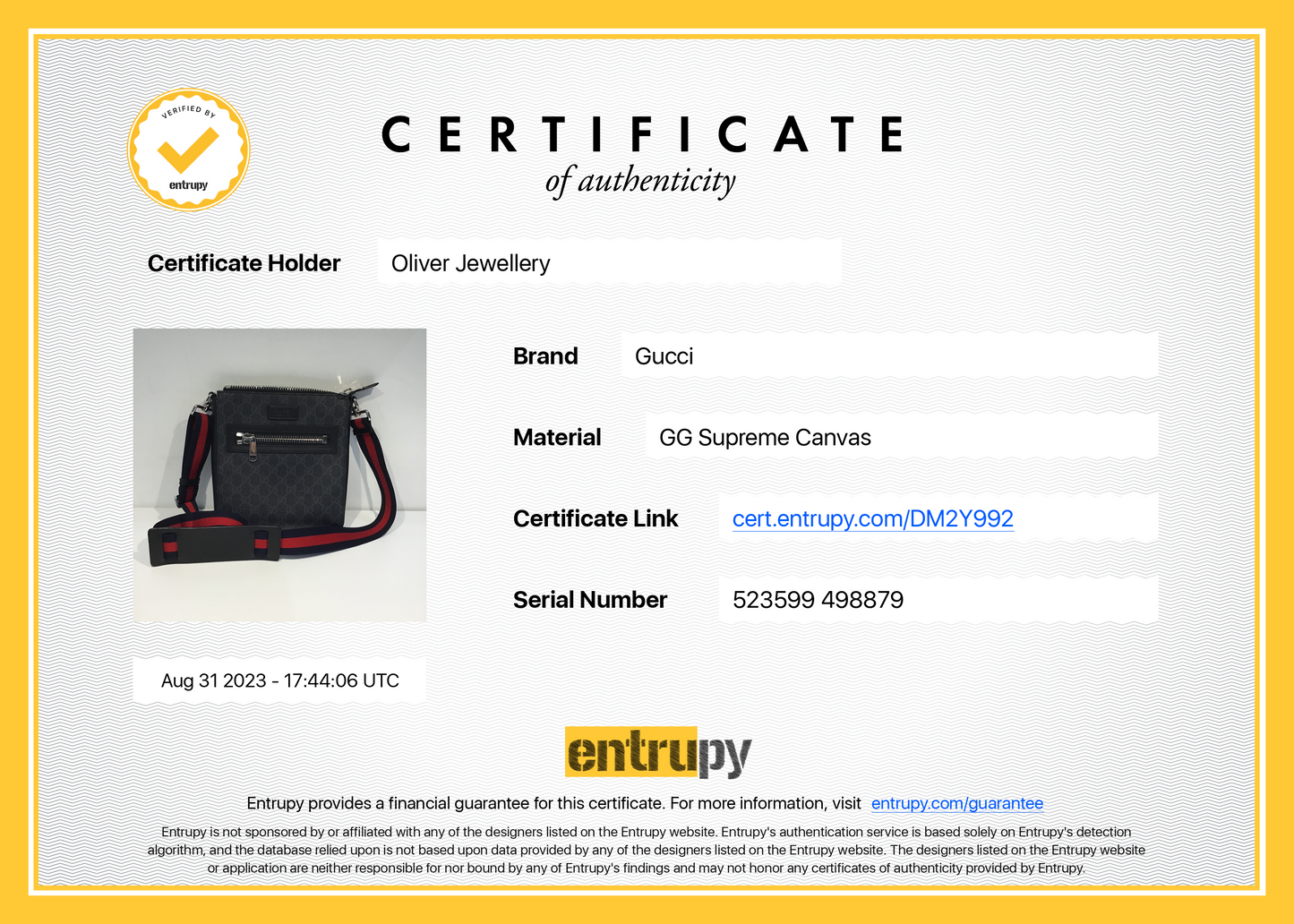Gucci Black GG Supreme Monogram Web Flat Small Messenger Bag