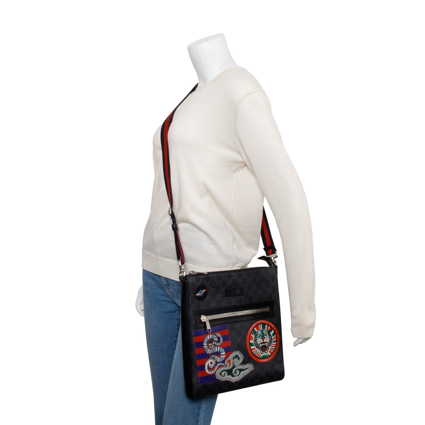 Gucci Black GG Supreme Night Courrier Messenger Bag