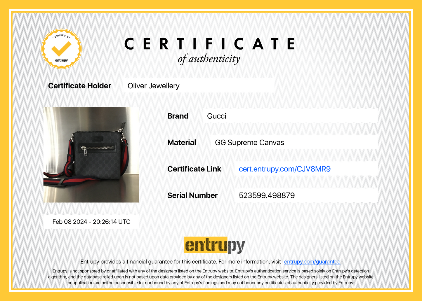 Gucci Black GG Supreme Small Messenger Bag