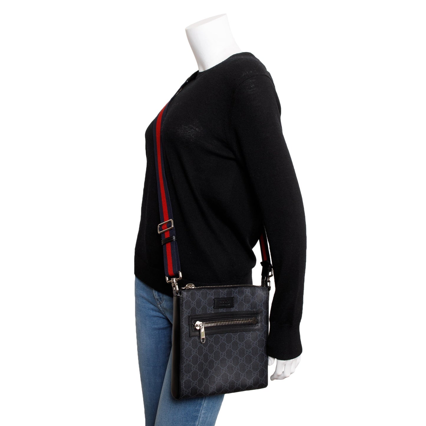 Gucci Black GG Supreme Small Messenger Bag