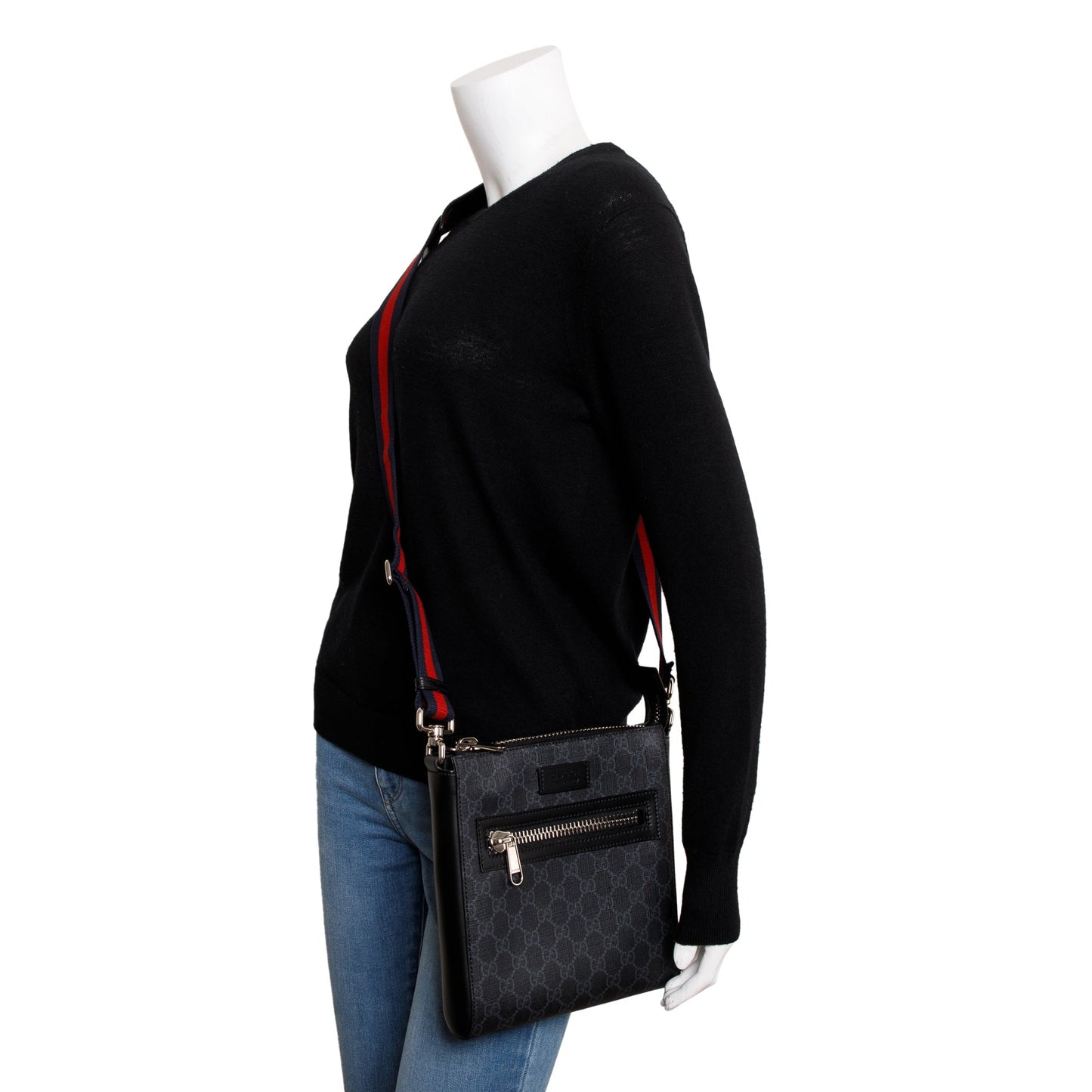 Gucci Black GG Supreme Small Messenger Bag