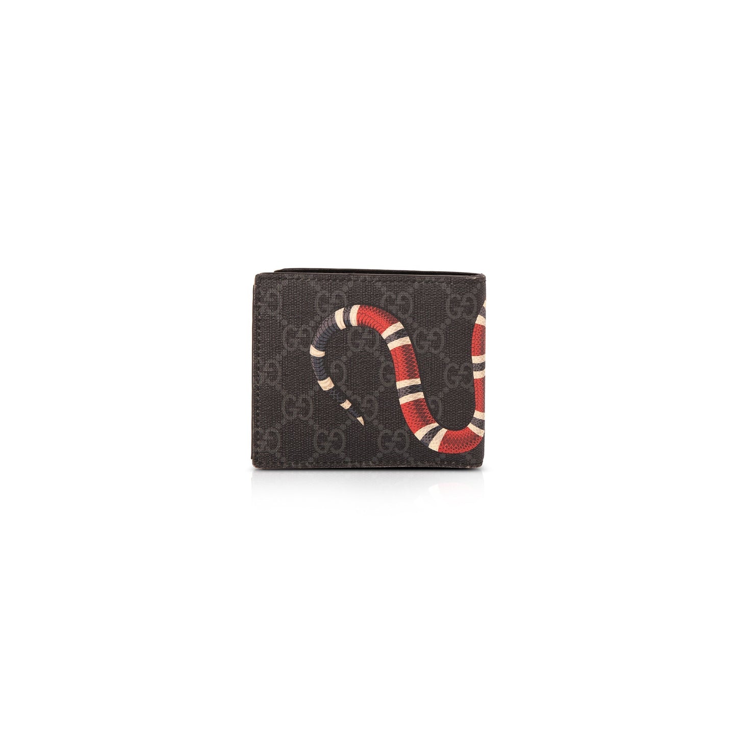 Gucci Black GG Supreme Snake Print Bifold Wallet