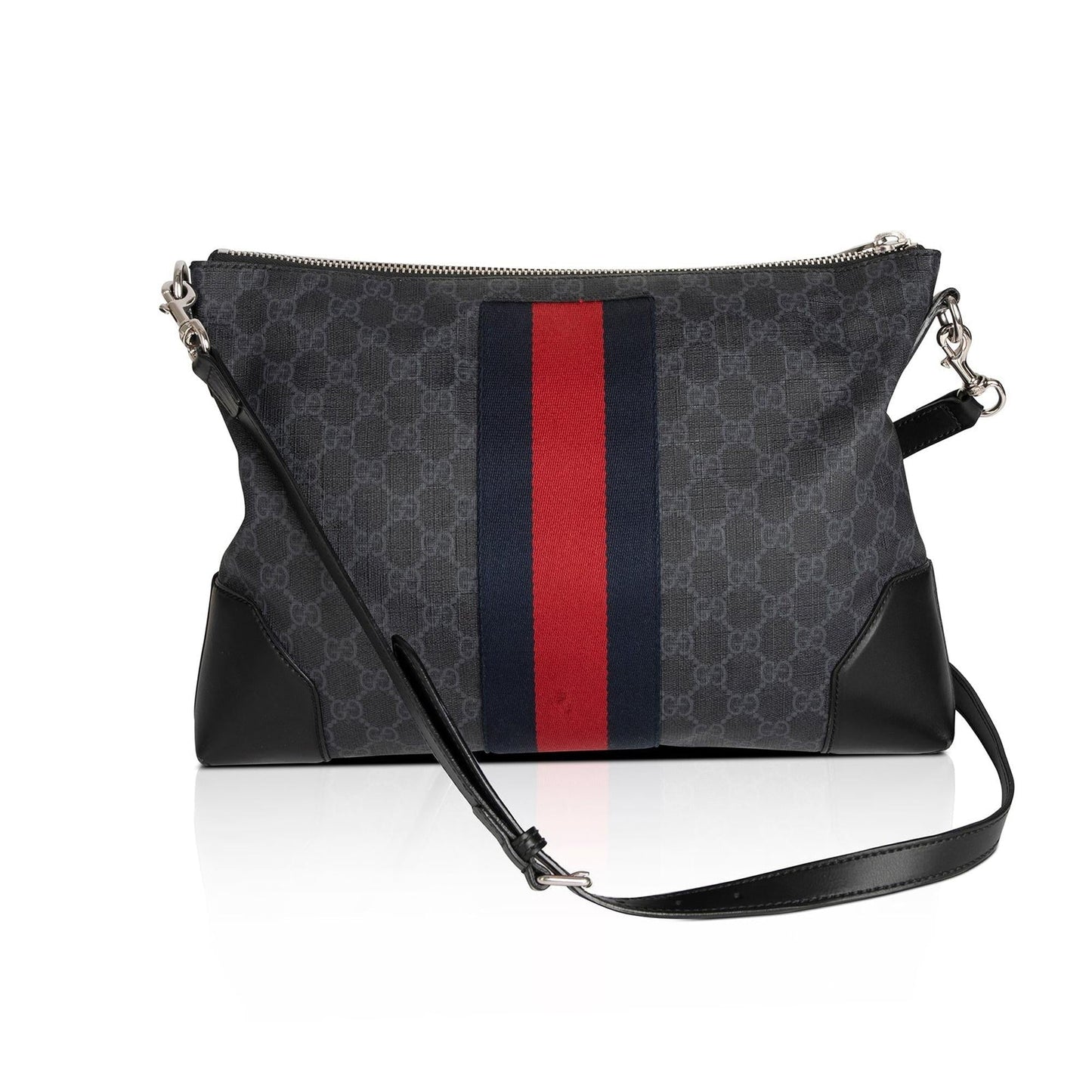 Gucci Black GG Supreme Web Messenger Bag