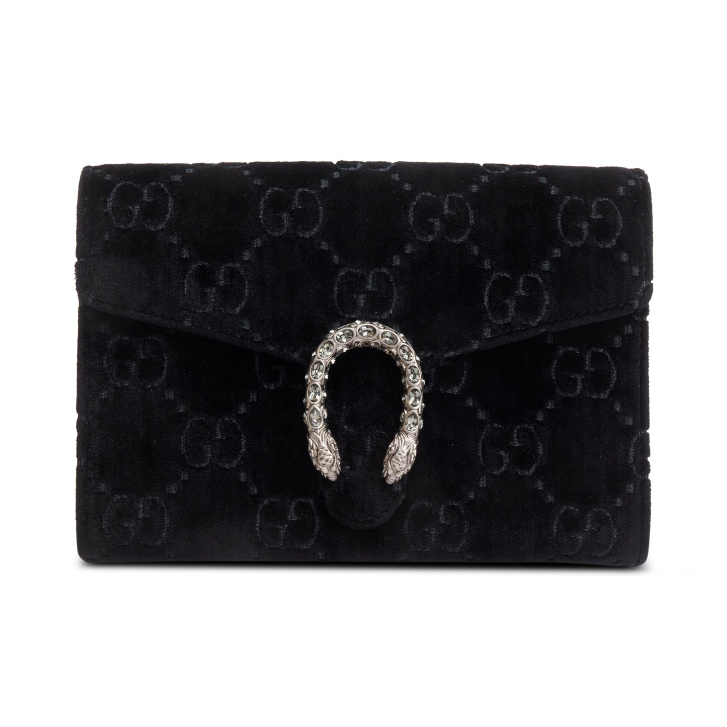 Gucci Black GG Velvet Mini Dionysus Wallet on Chain