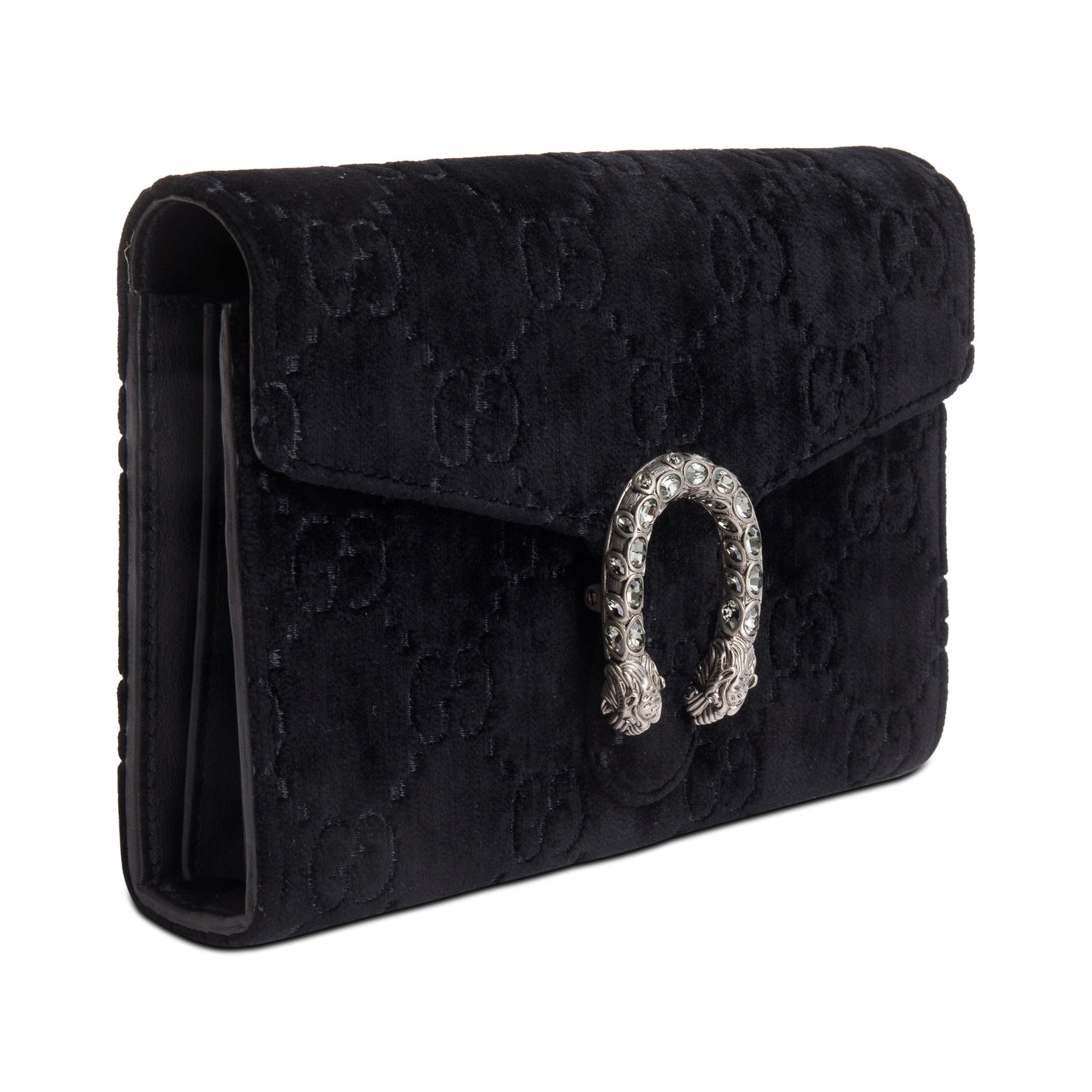 Gucci Black GG Velvet Mini Dionysus Wallet on Chain