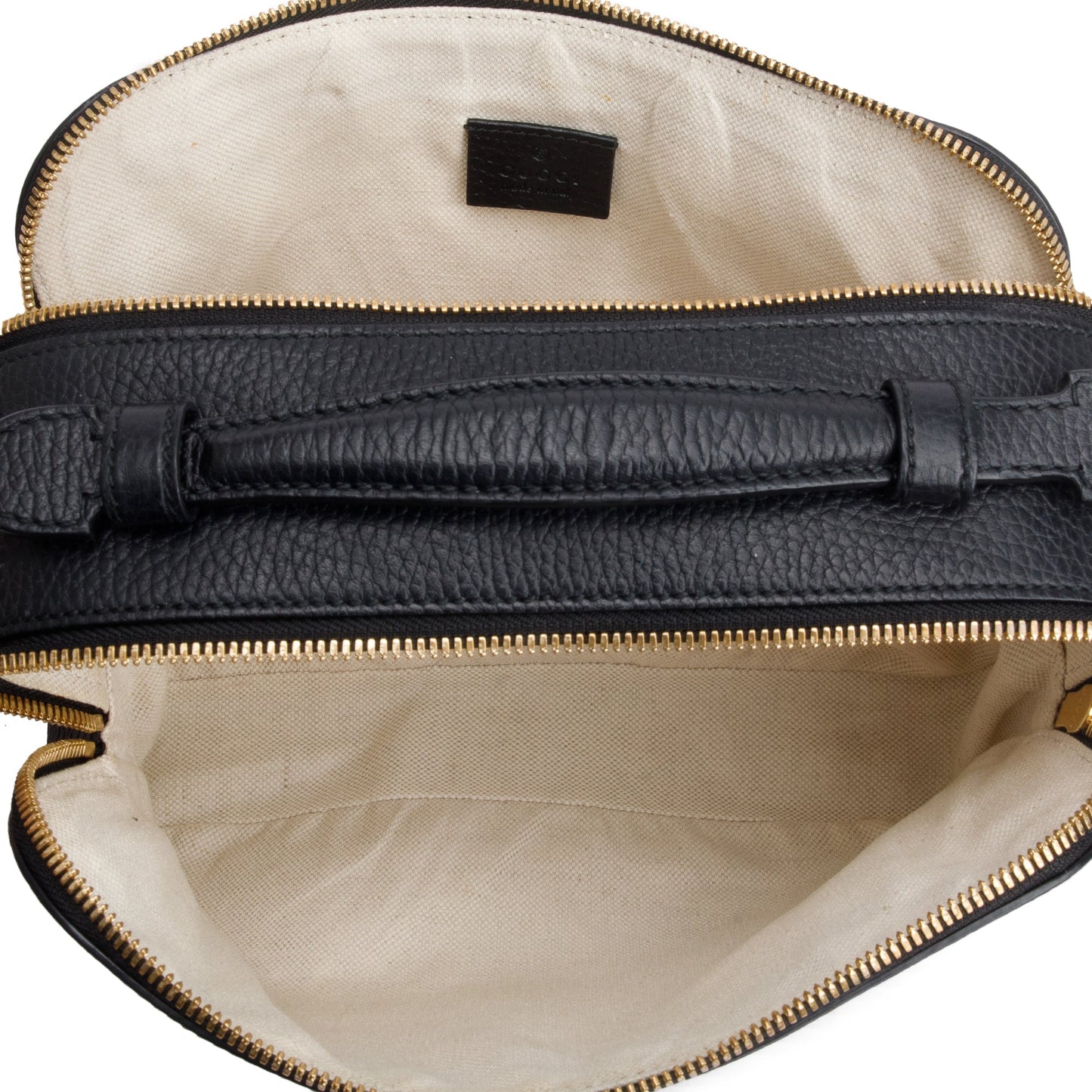 Gucci Black Grained Calfskin Leather Sylvie Web Kingsnake Small Camera Bag
