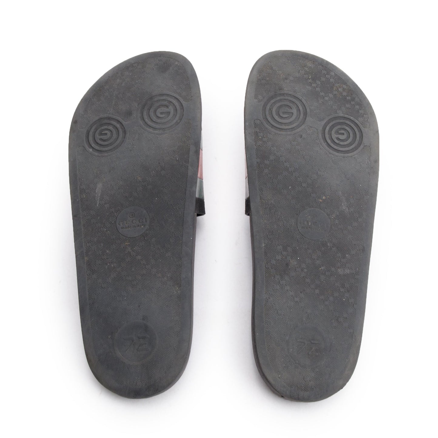 Gucci Black, Green & Red Web Accent Rubber Slides, Size 9