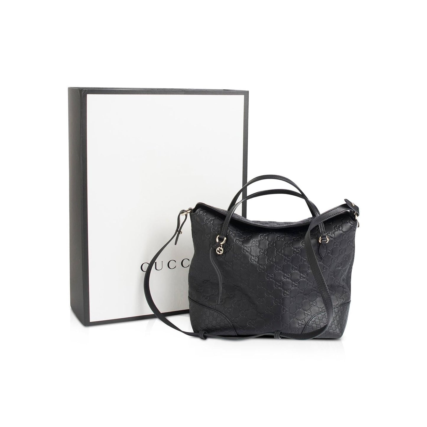 Gucci Black Guccissima Bree Convertible Top Handle Bag