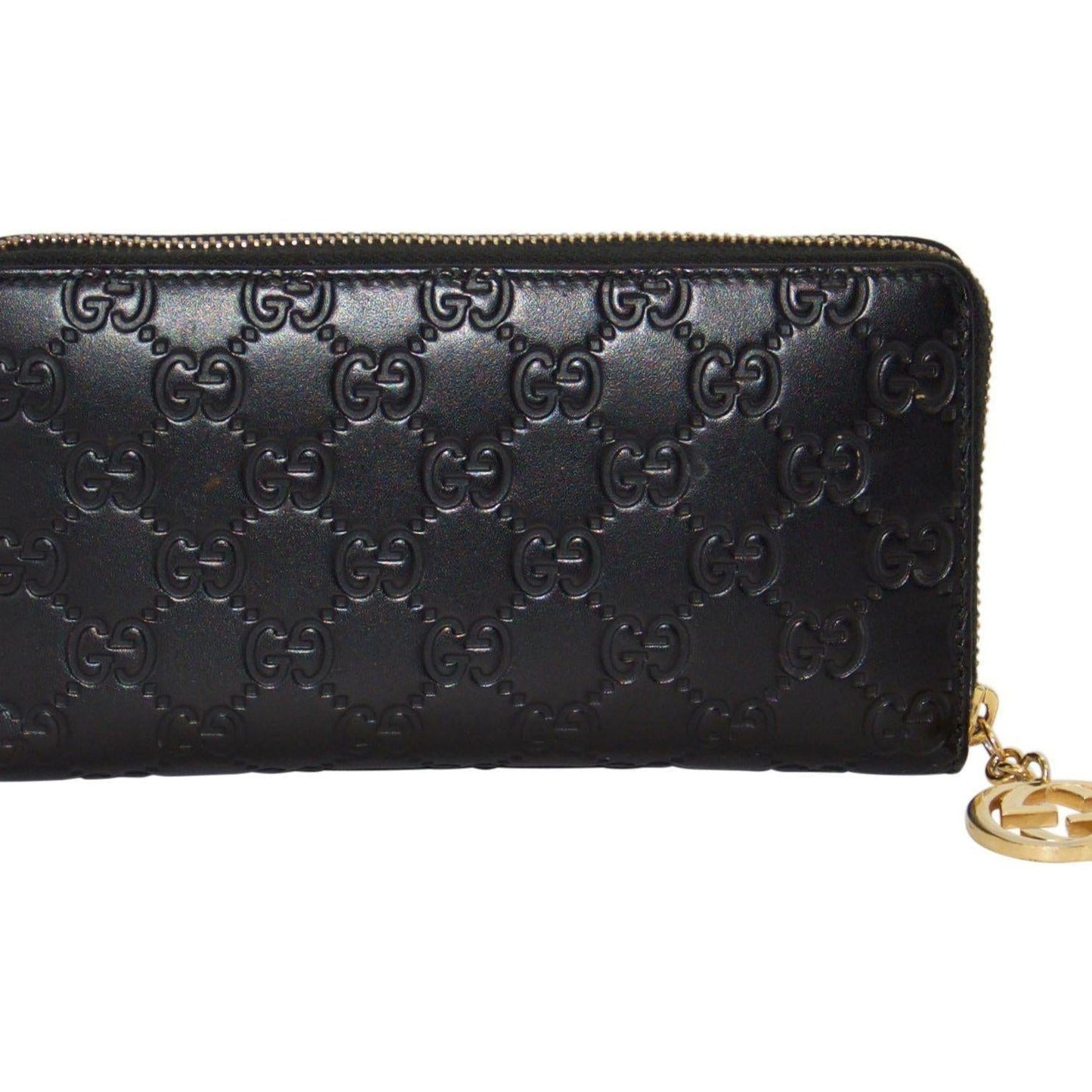 Gucci Black Guccissima Icon Signature Zip-Around Wallet