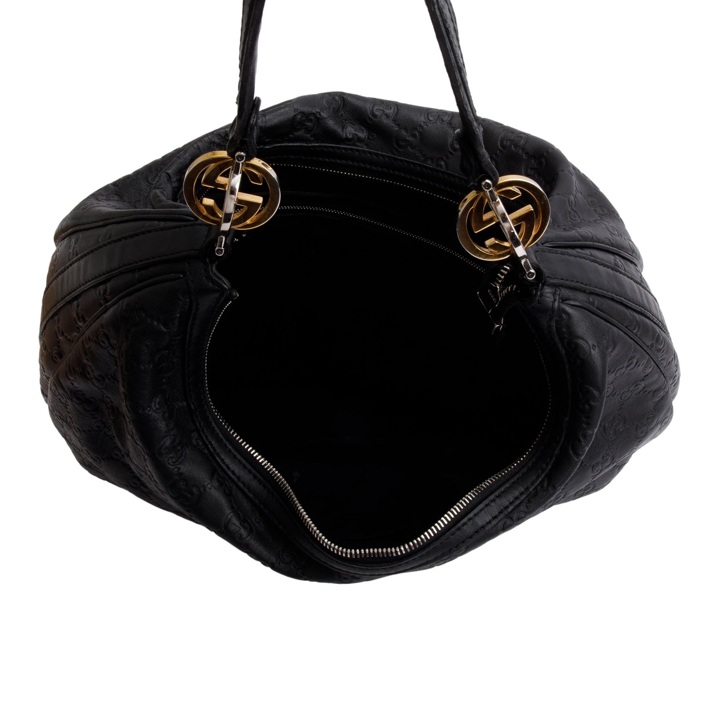 Gucci Black Guccissima Leather GG Twins Large Hobo Bag