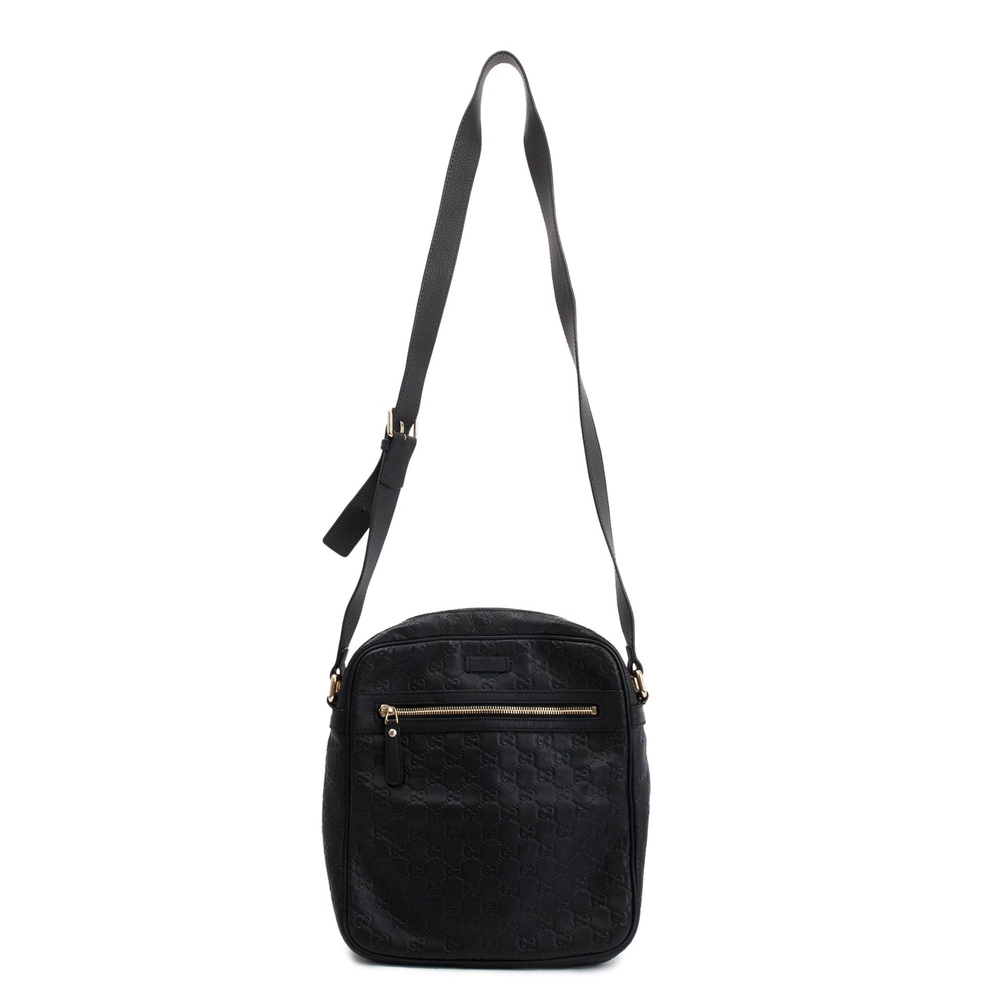 Gucci Black Guccissima Leather Messenger Bag