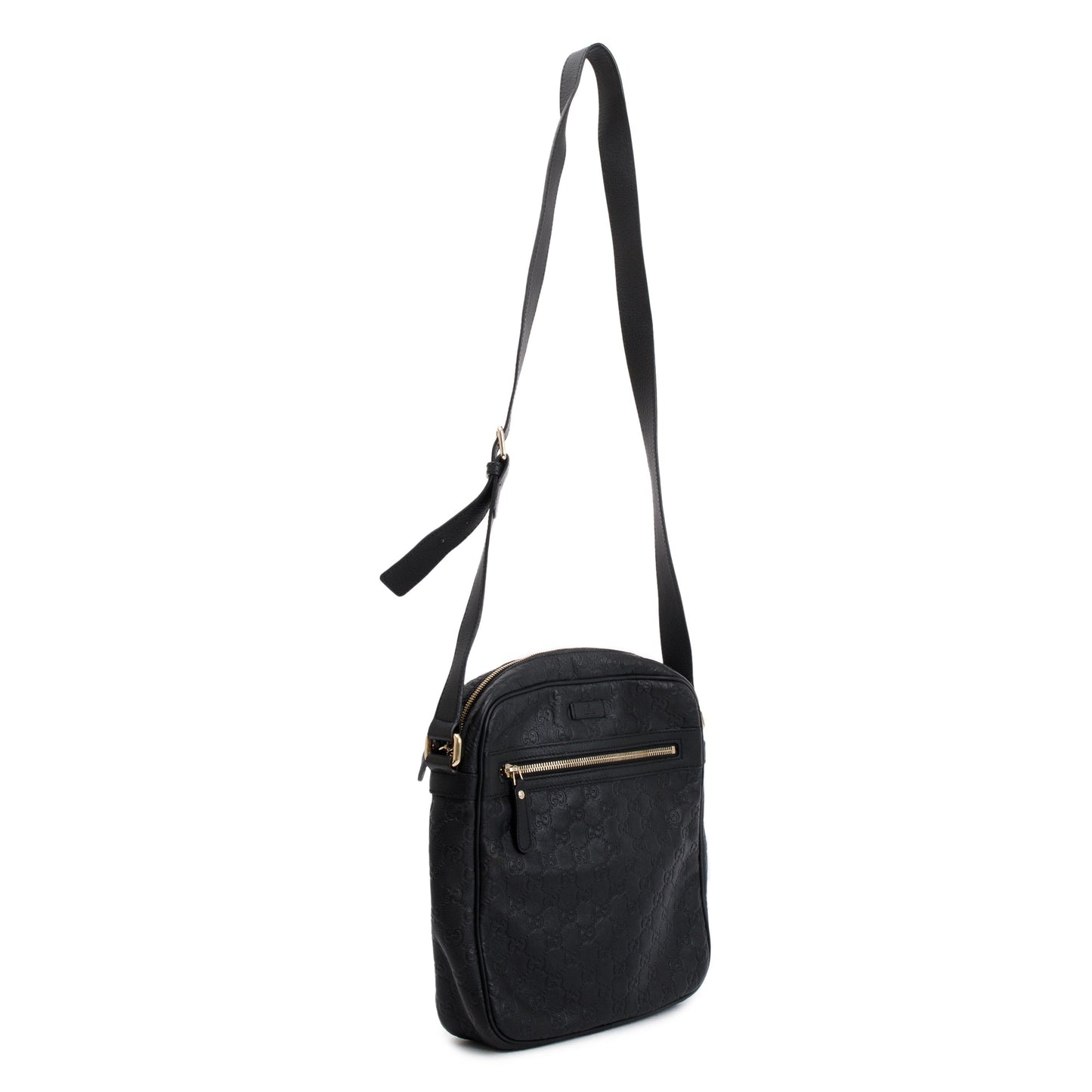 Gucci Black Guccissima Leather Messenger Bag