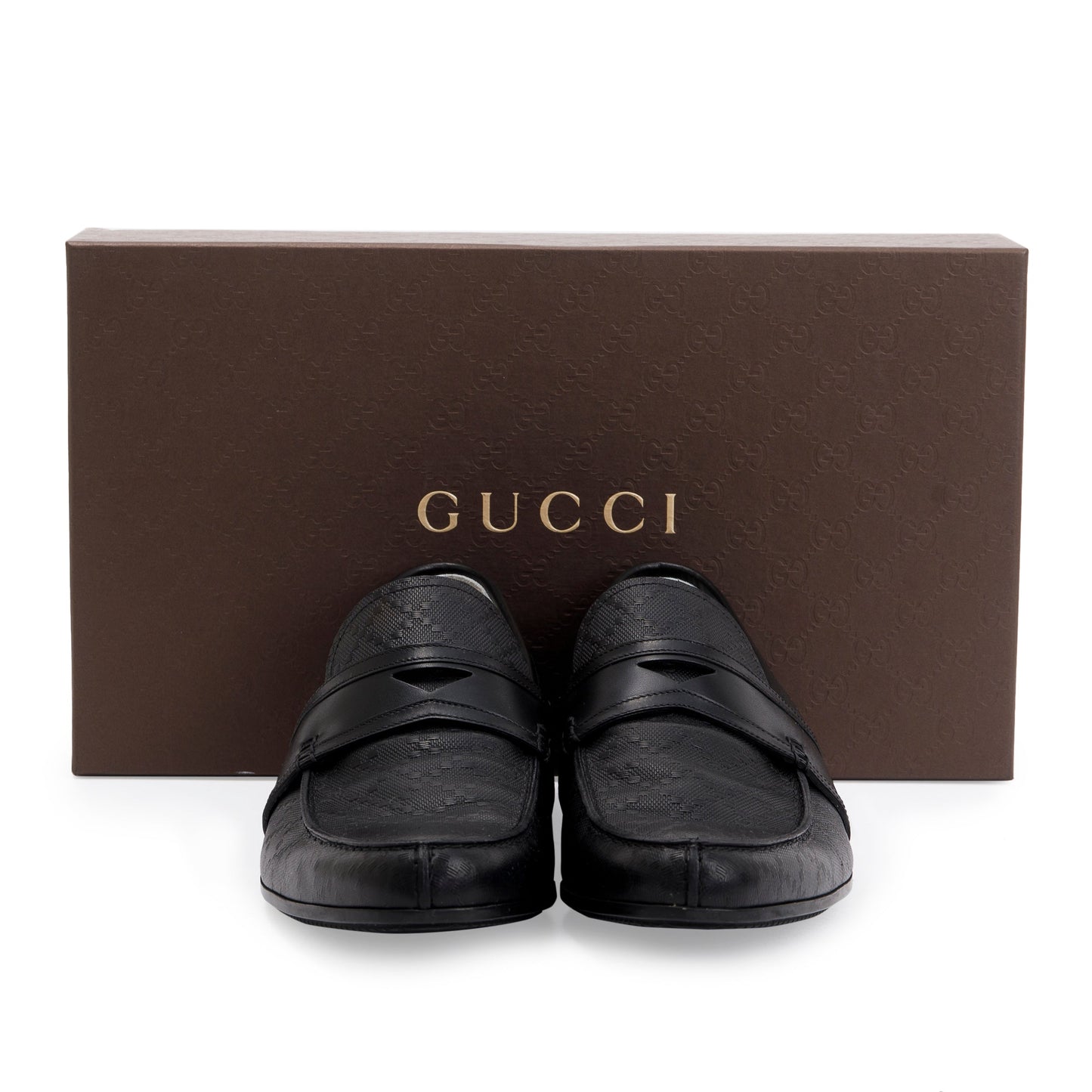 Gucci Black Hilary Lux Diamante Leather Loafers, Size 8