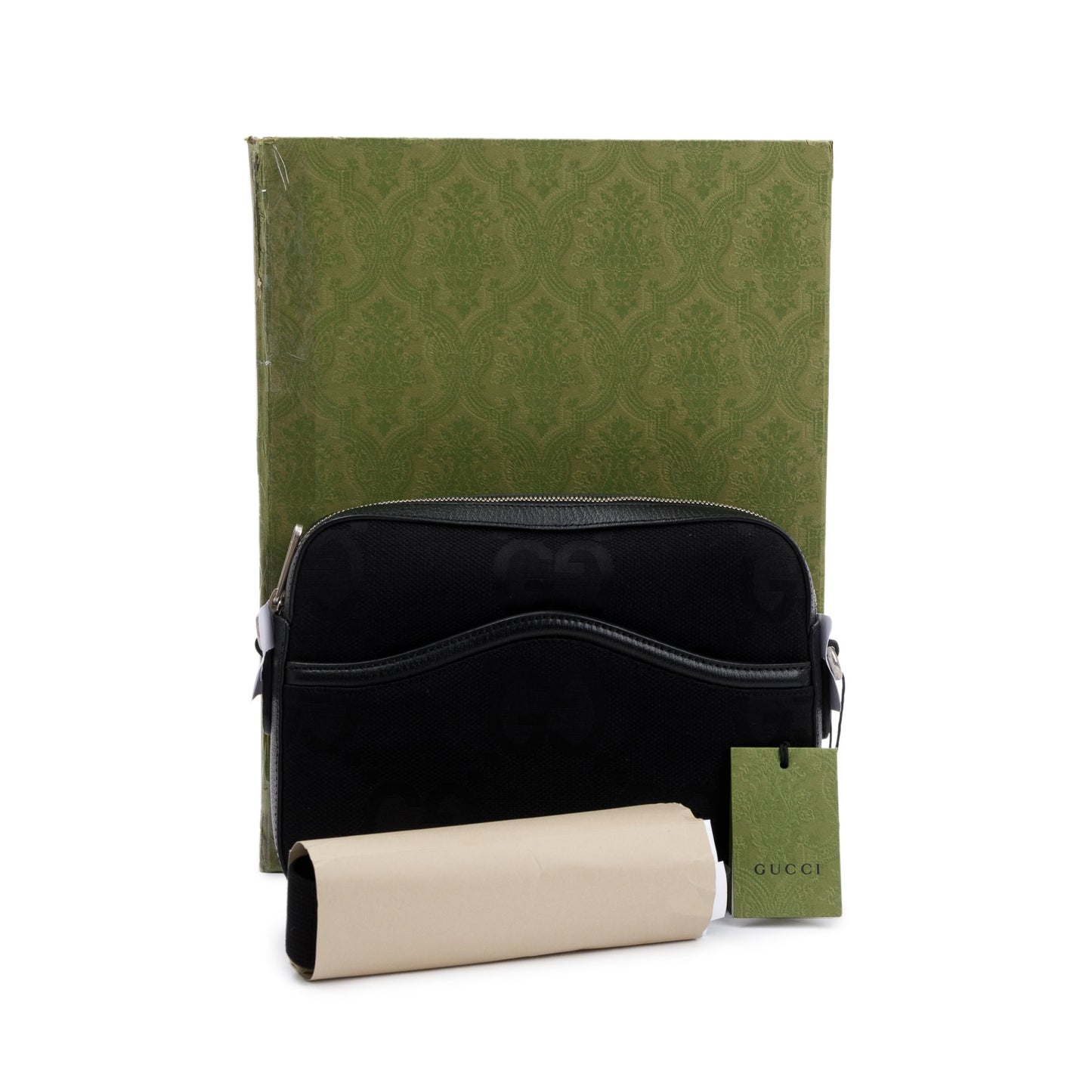 Gucci Black Jumbo GG Canvas Messenger Bag