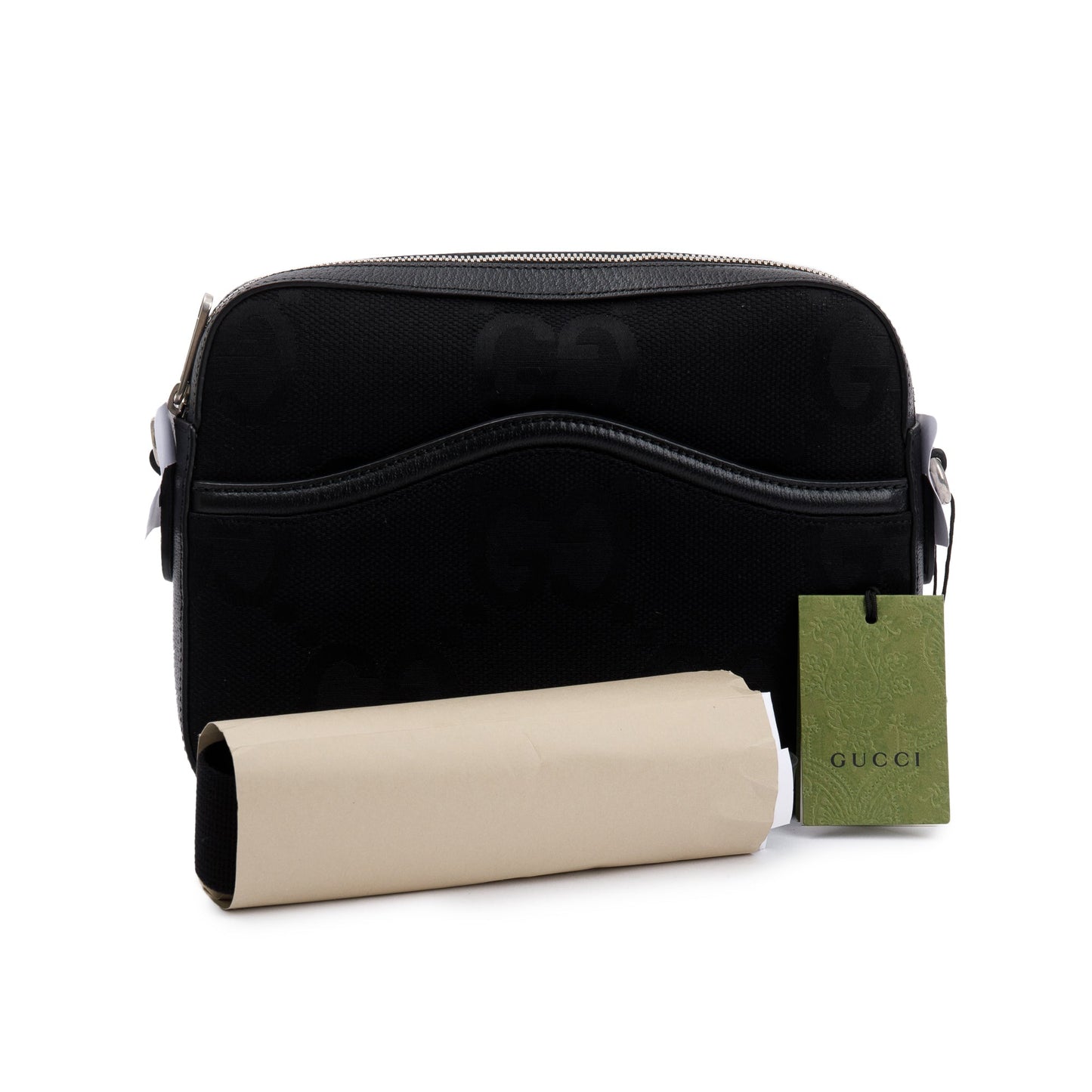 Gucci Black Jumbo GG Canvas Messenger Bag