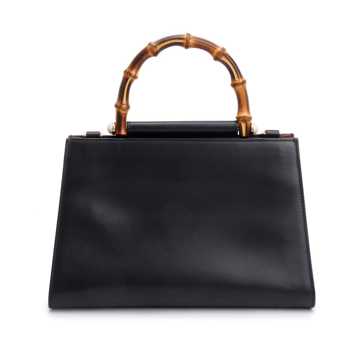 Gucci Black Leather Bamboo Small Nymphaea Handle Bag