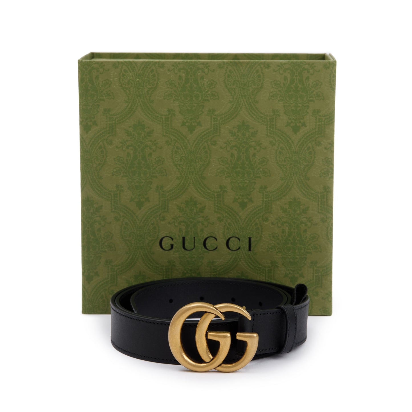 Gucci Black Leather Belt with Double G Buckle, 100 40