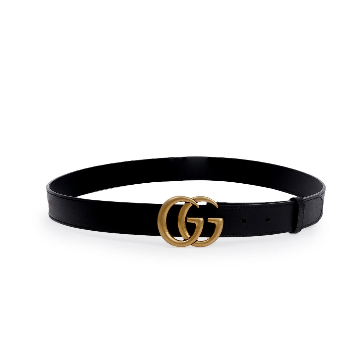 Gucci Black Leather Belt with Double G Buckle, 100 40