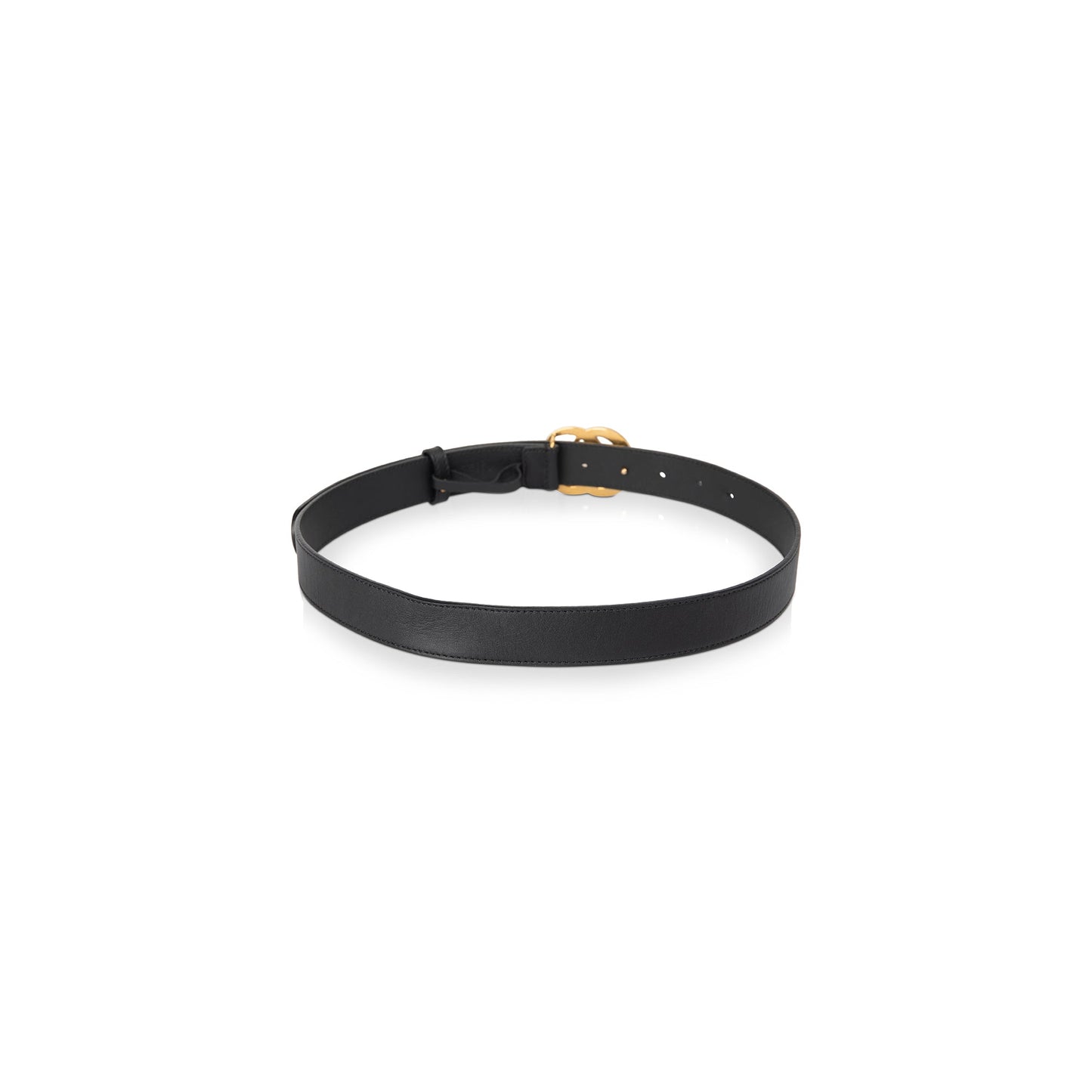Gucci Black Leather Belt with Double G Buckle