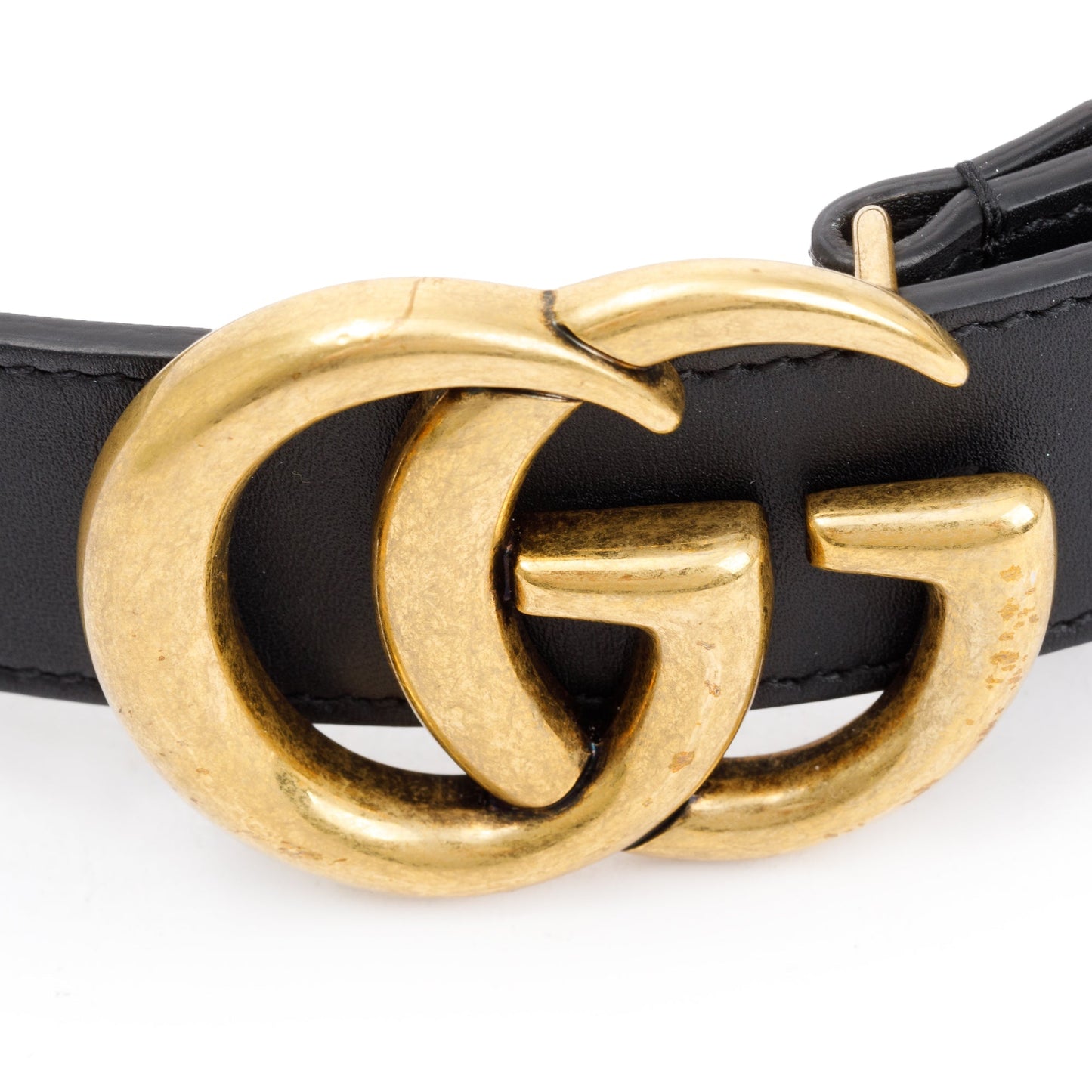 Gucci Black Leather Belt with Double G Buckle, 80 32