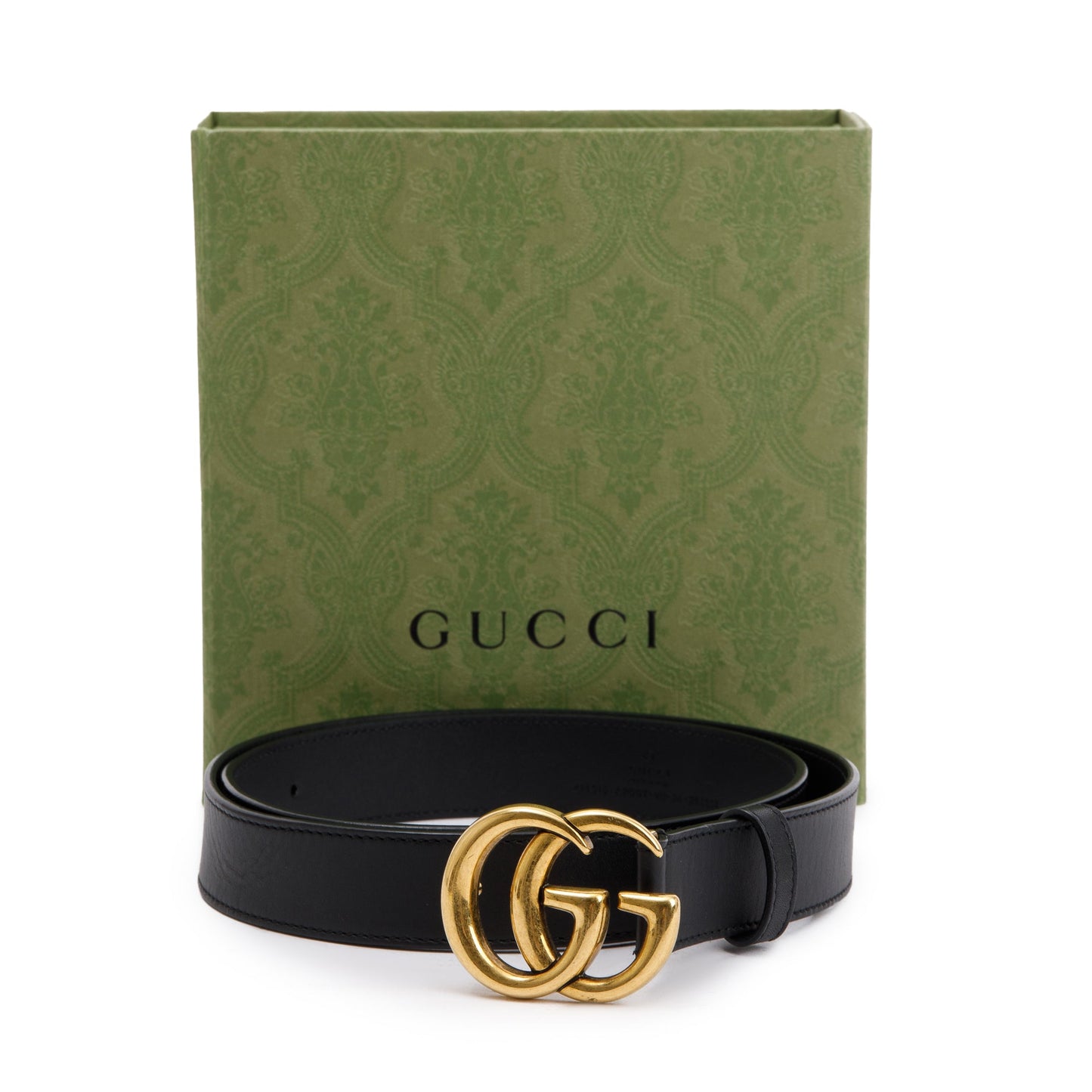 Gucci Black Leather Belt with Double G Buckle, 90 36