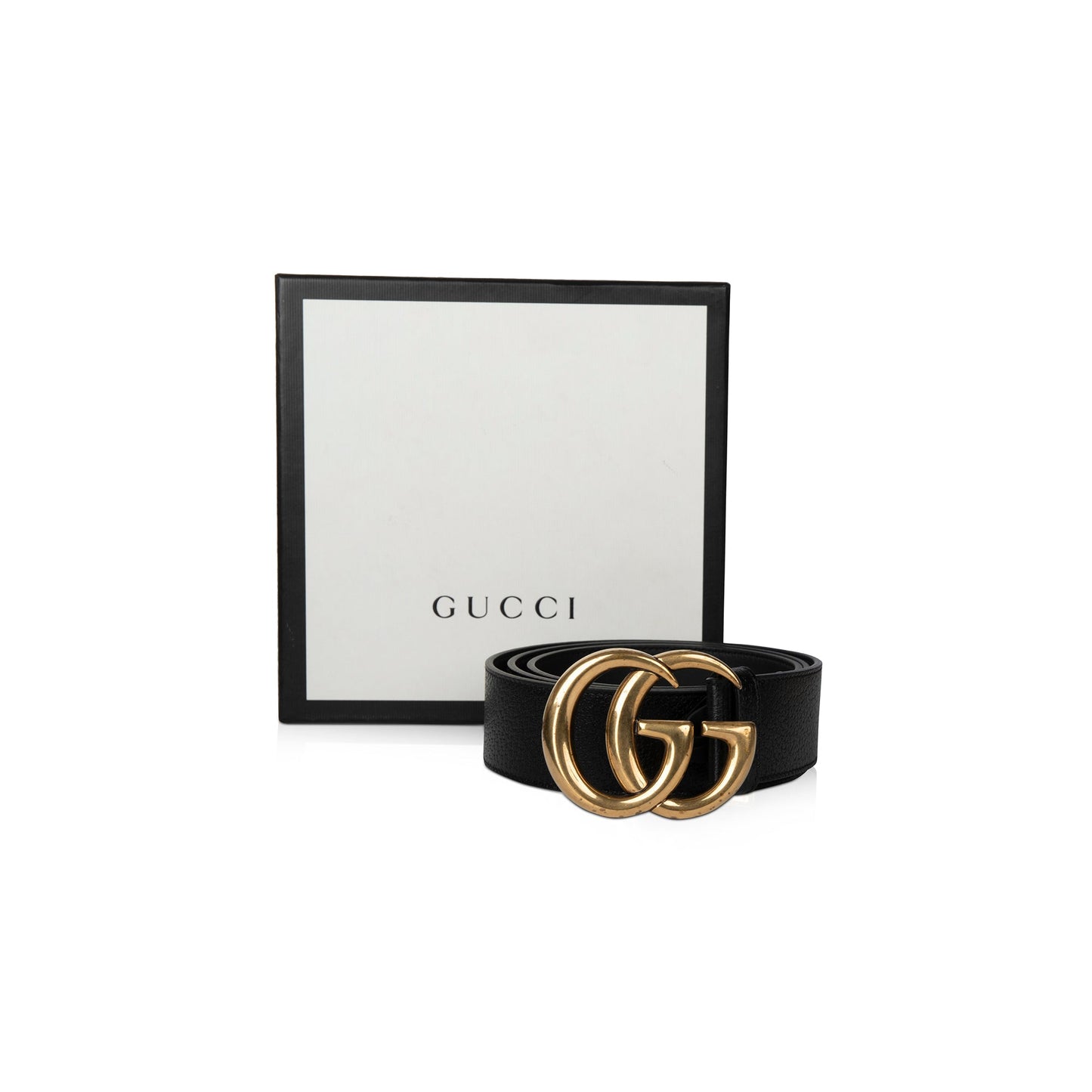Gucci Black Leather Belt with Double G Buckle