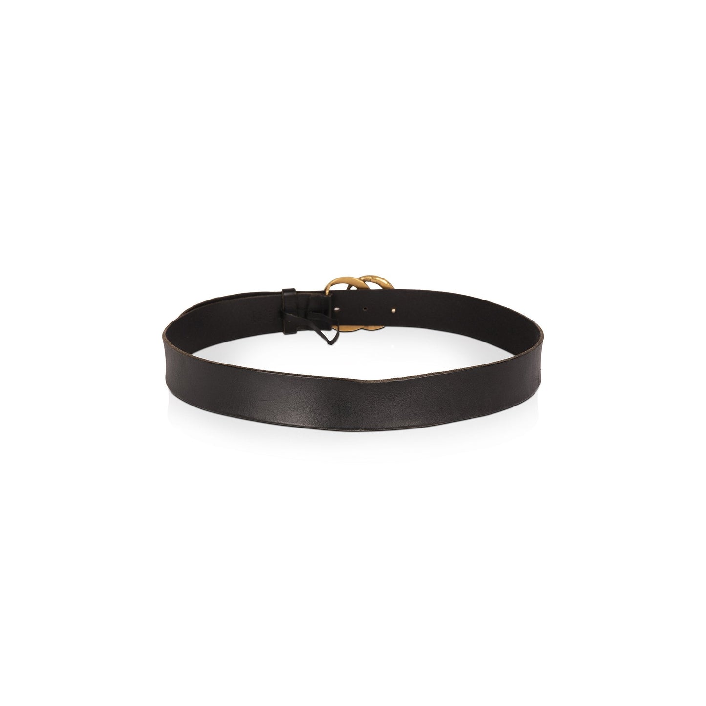 Gucci Black Leather Belt with Double G Snake Buckle