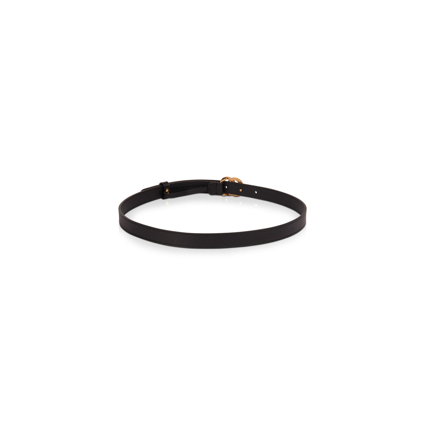 Gucci Black Leather Belt with Pearl Double G Buckle