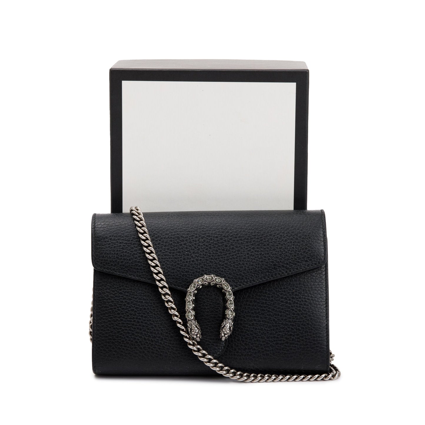Gucci Black Leather Dionysus Mini Chain Wallet