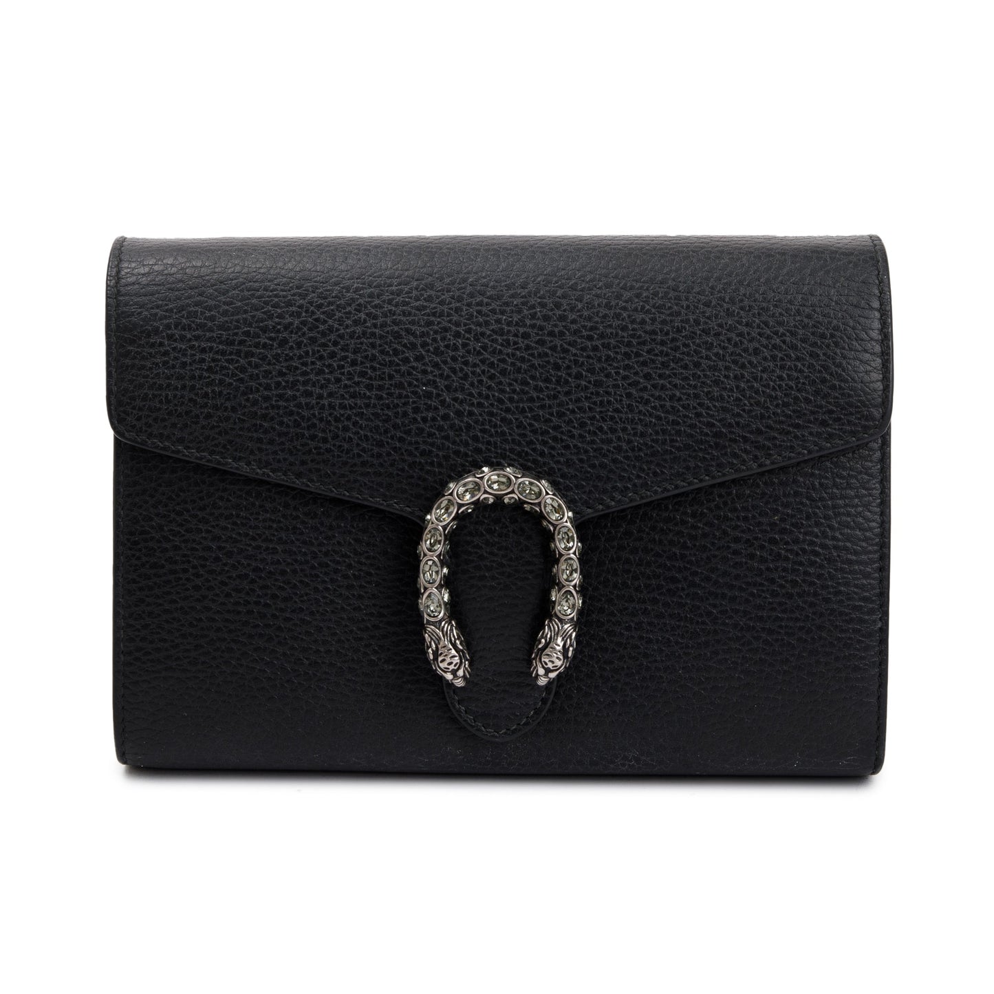 Gucci Black Leather Dionysus Mini Chain Wallet