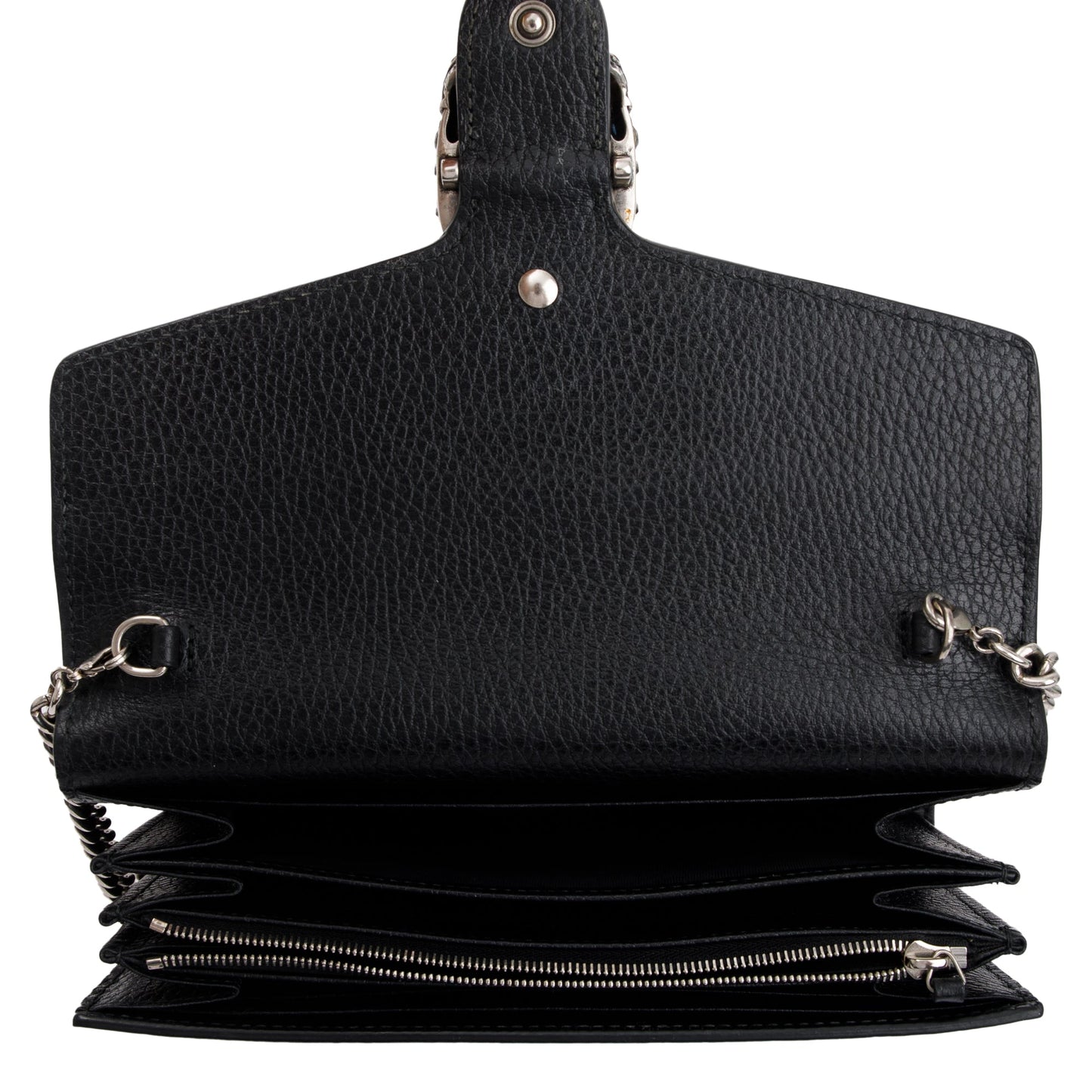 Gucci Black Leather Dionysus Mini Chain Wallet