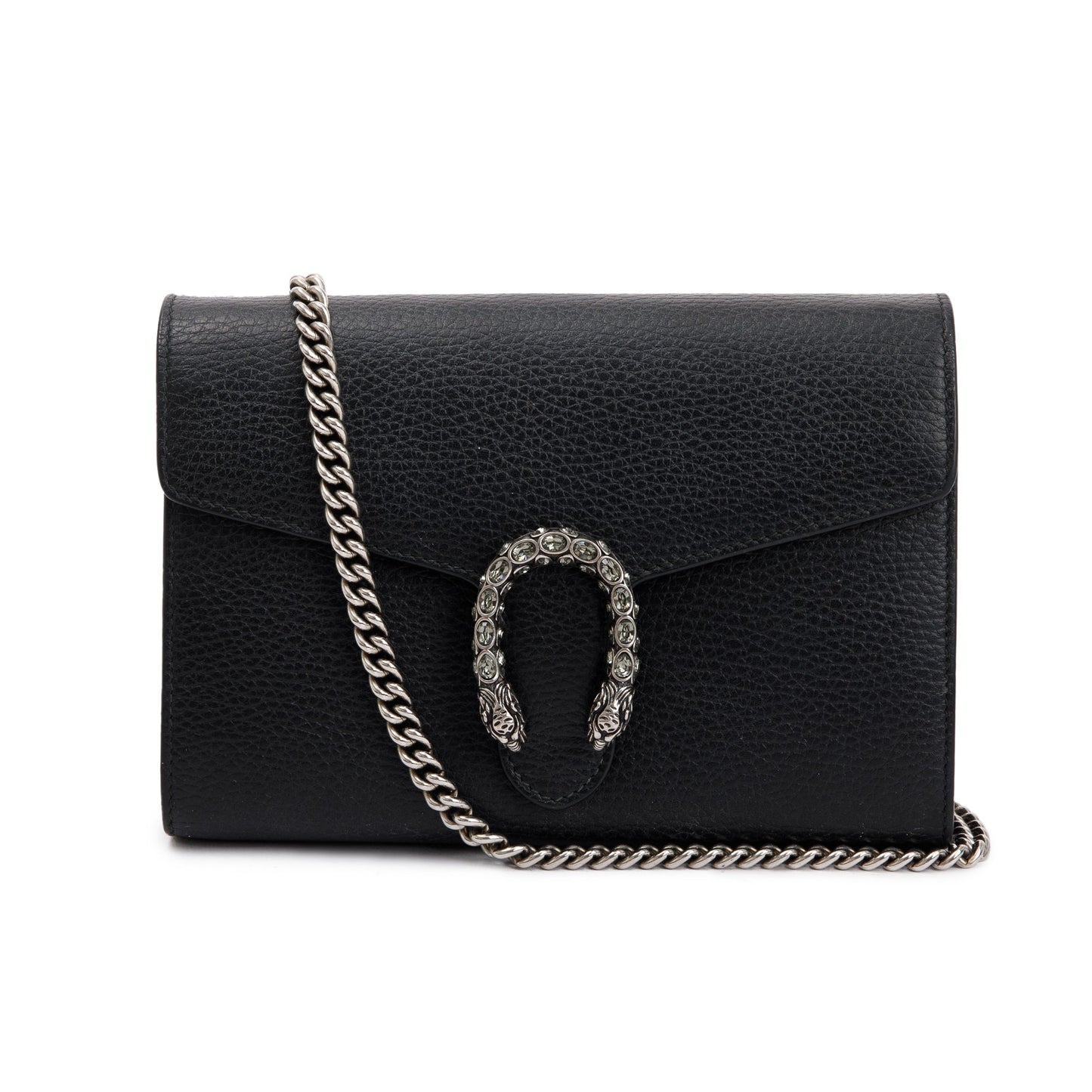 Gucci Black Leather Dionysus Mini Chain Wallet