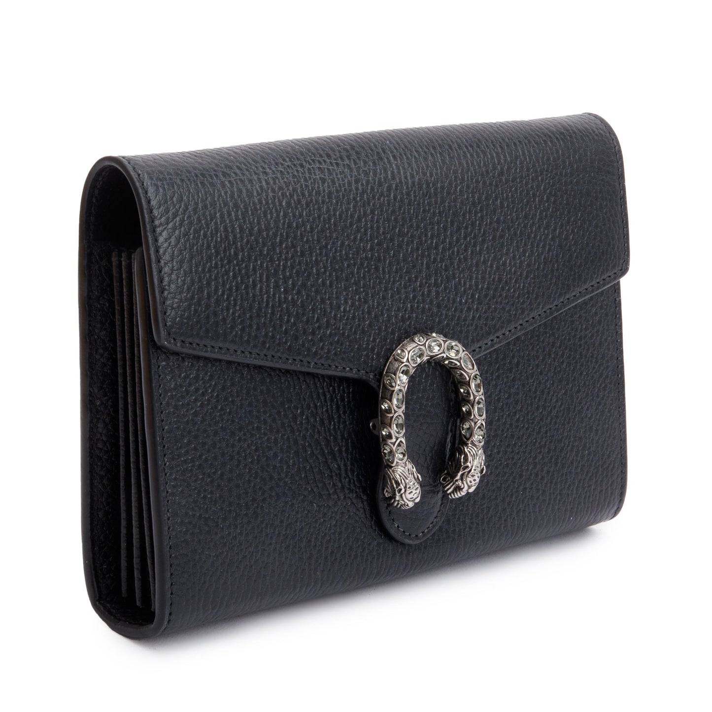 Gucci Black Leather Dionysus Mini Chain Wallet
