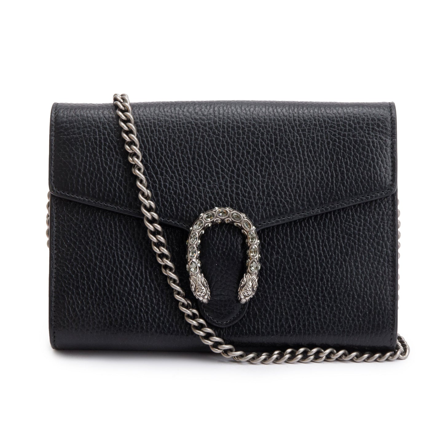 Gucci Black Leather Dionysus Mini Chain Wallet