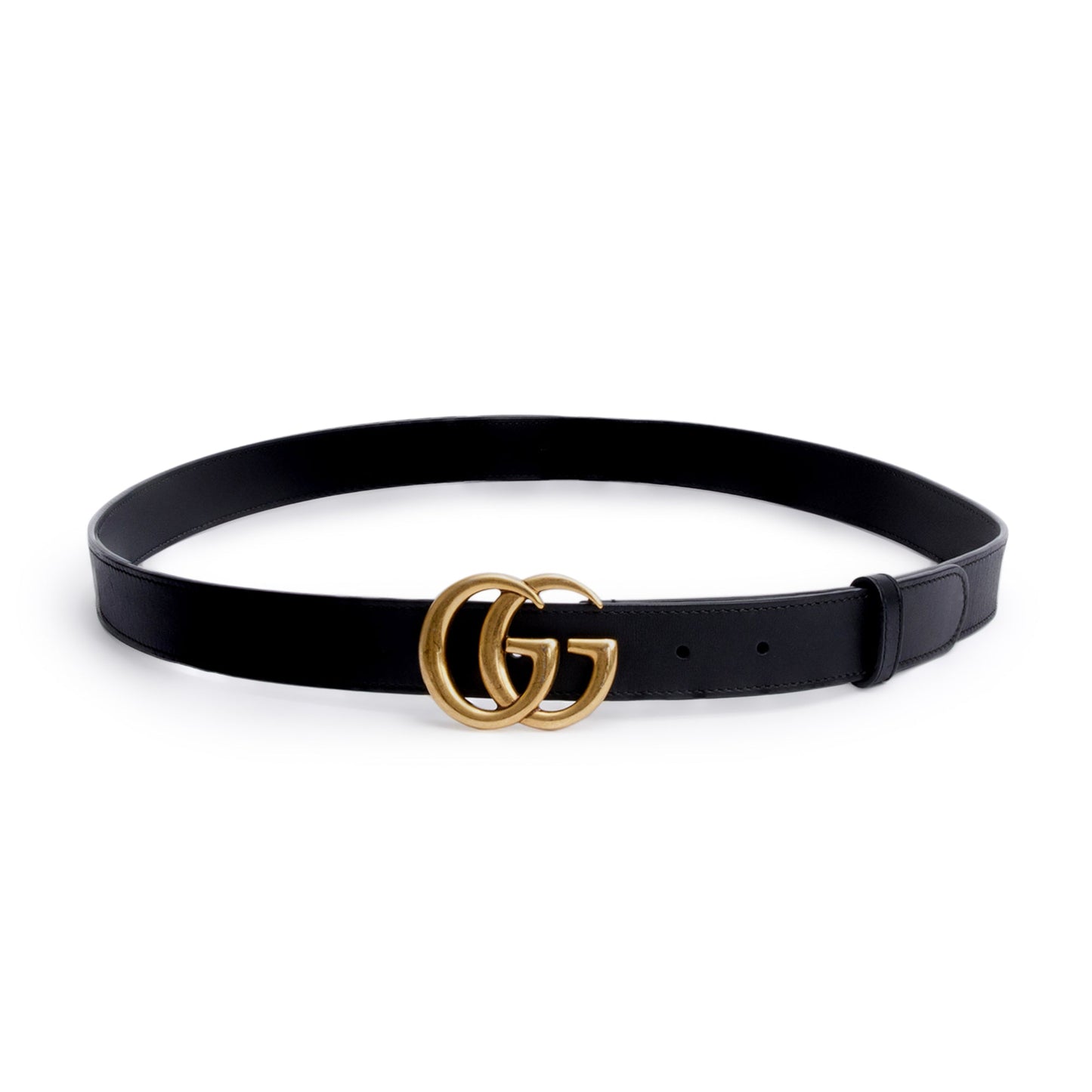 Gucci Black Leather GG Marmont Thin Belt, 105 42