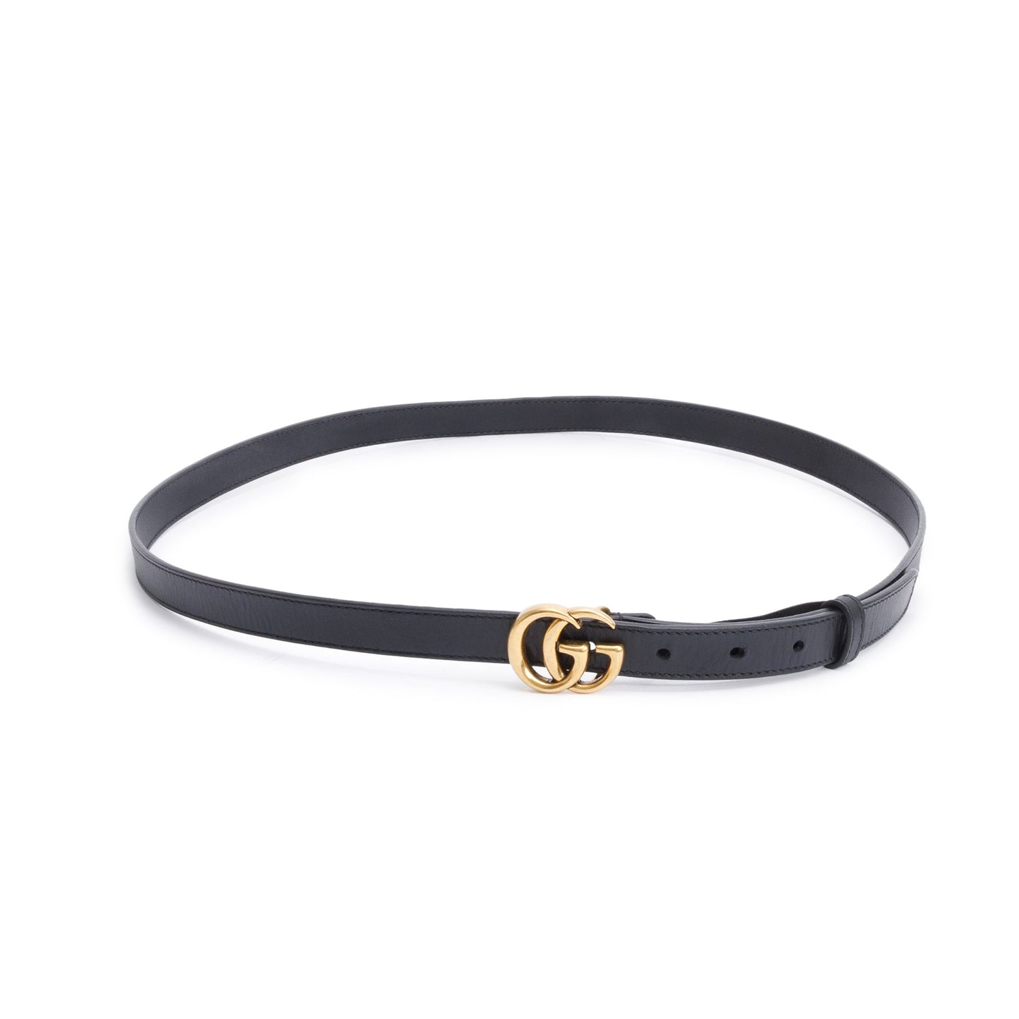 Gucci Black Leather GG Marmont Thin Belt, 110 44
