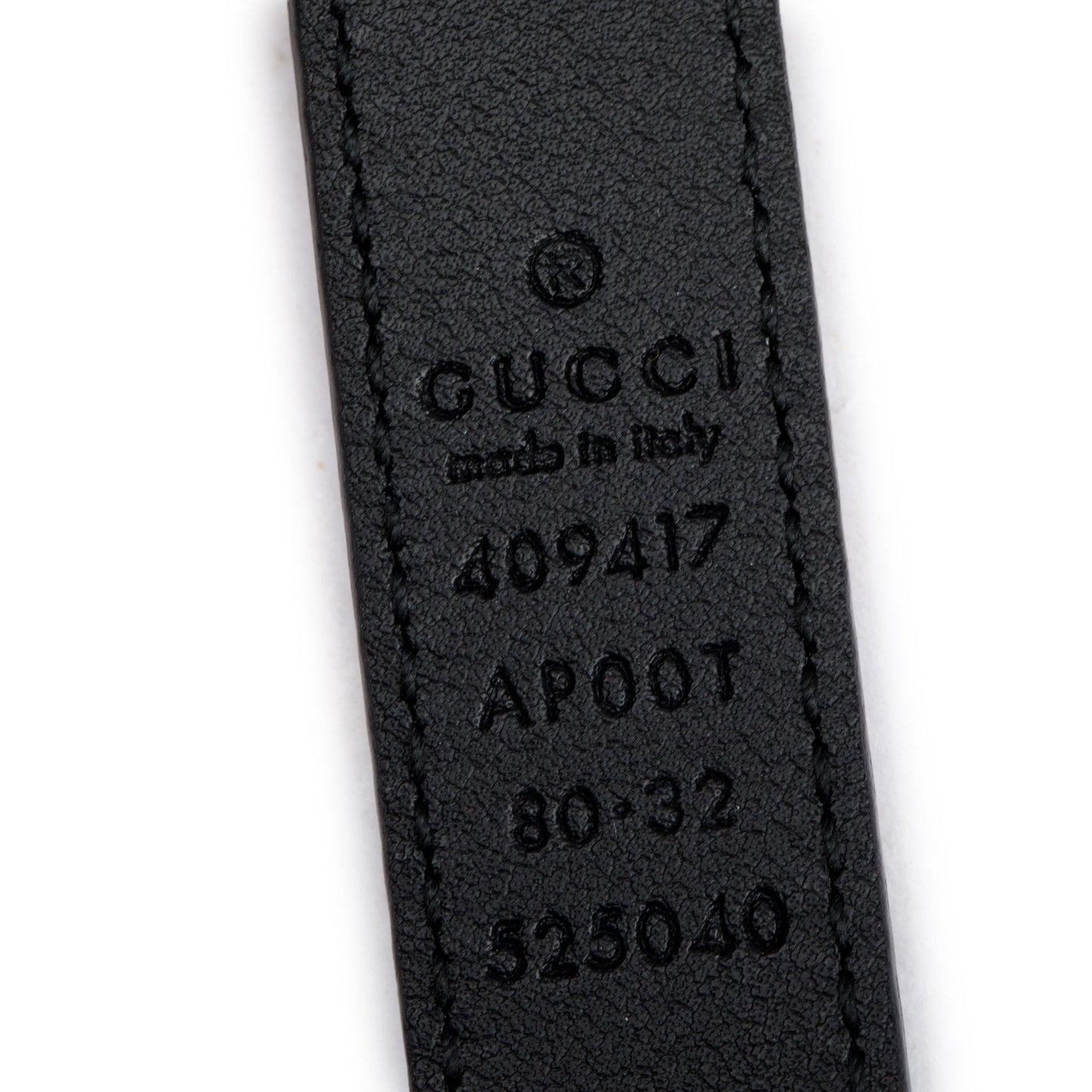 Gucci Black Leather GG Marmont Thin Belt, 80 32