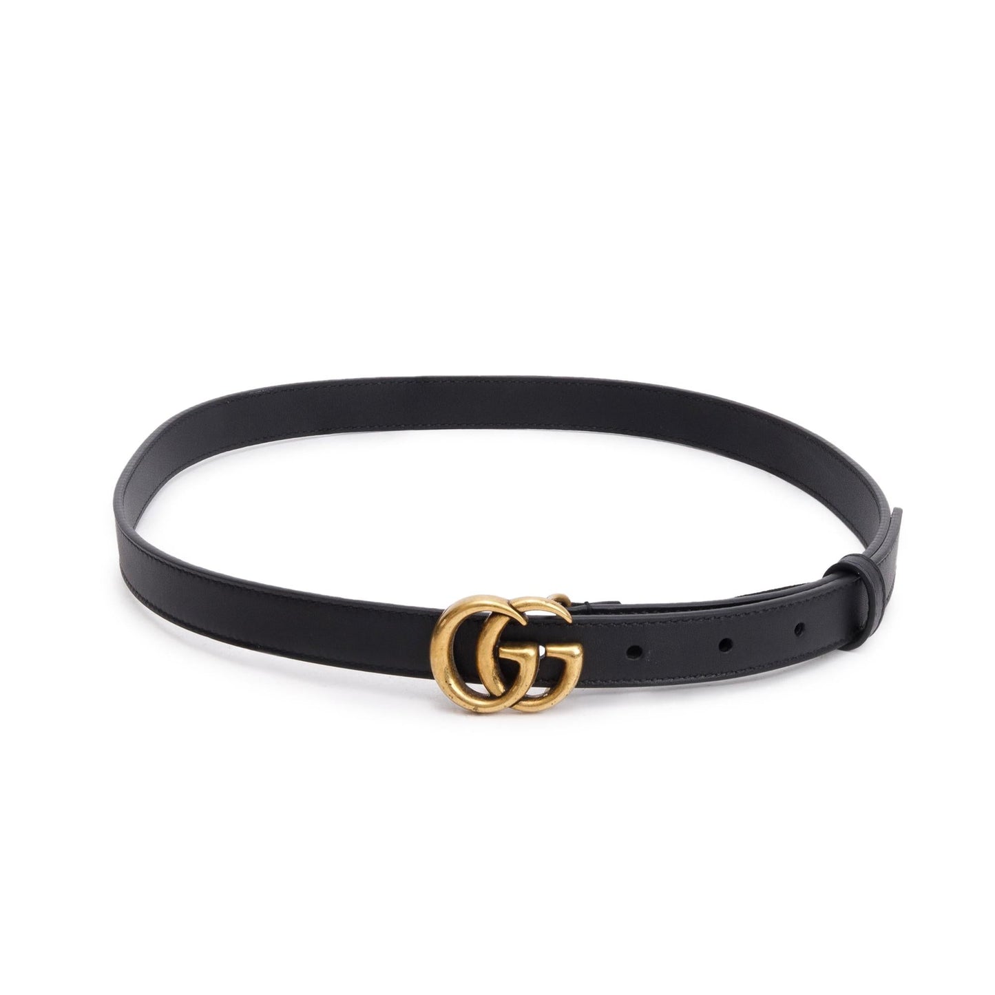 Gucci Black Leather GG Marmont Thin Belt, 80 32