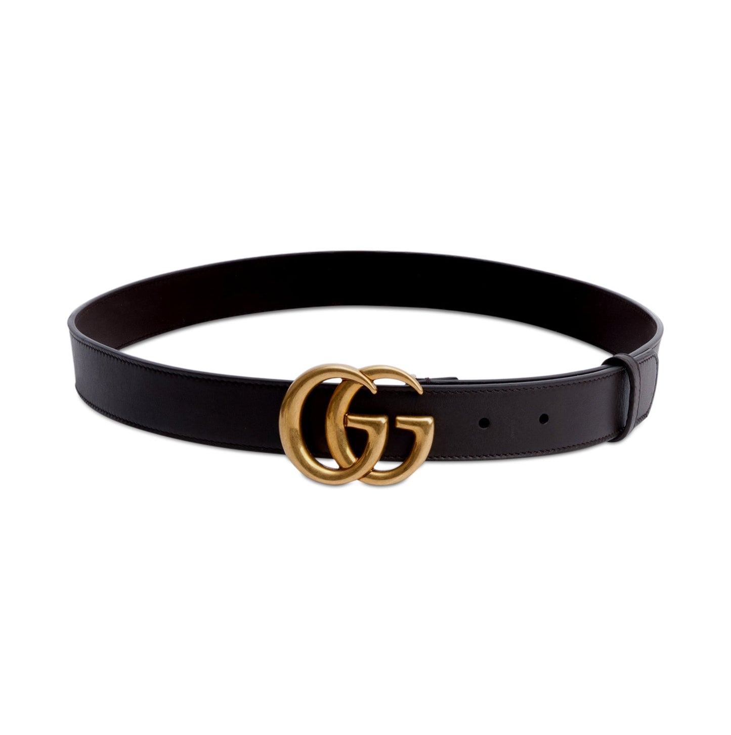 Gucci Brown Leather GG Marmont Thin Belt, 85 34