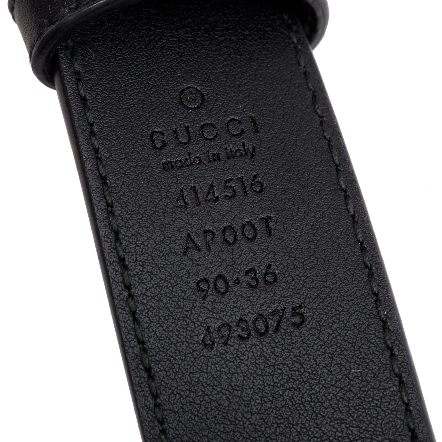 Gucci Black Leather GG Marmont Thin Belt, 90 36