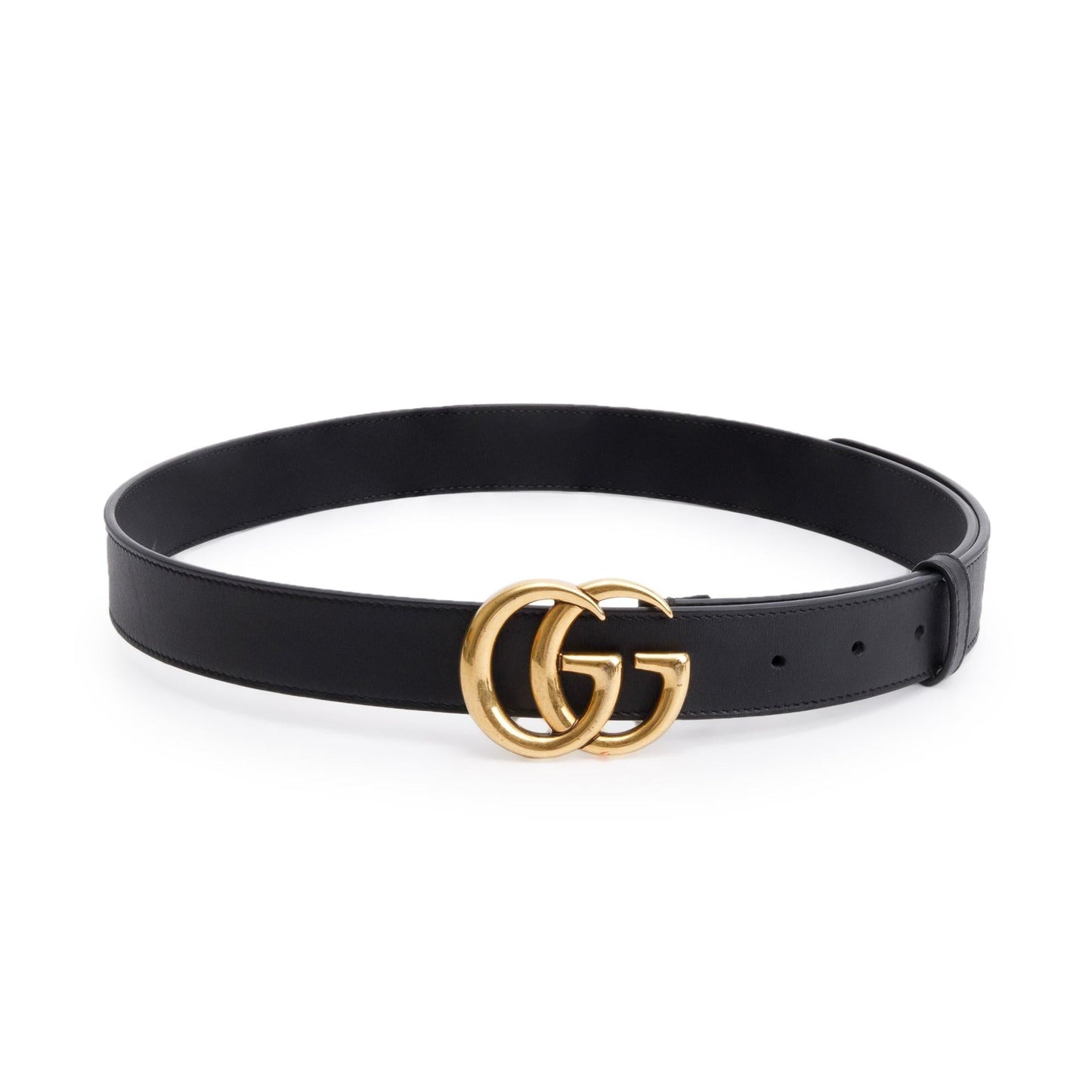 Gucci Black Leather GG Marmont Thin Belt, 90 36