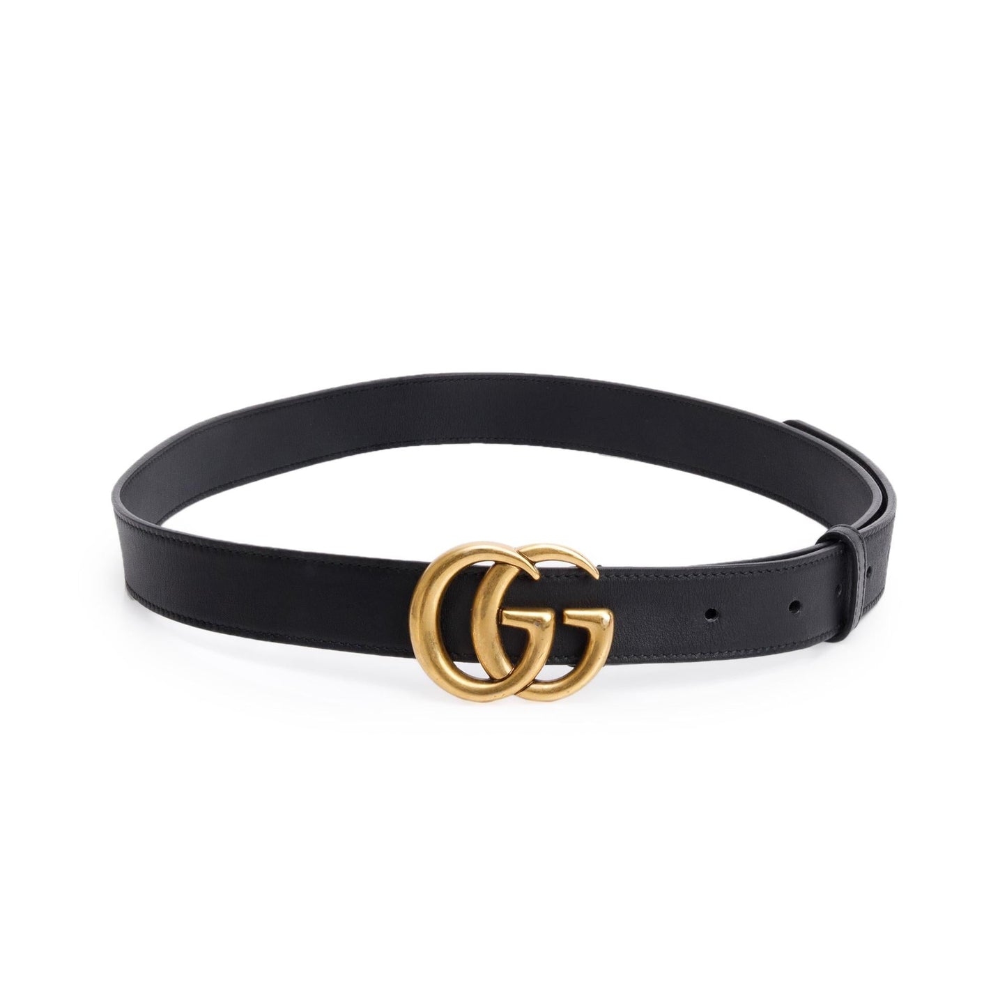 Gucci Black Leather GG Marmont Thin Belt, 95 38